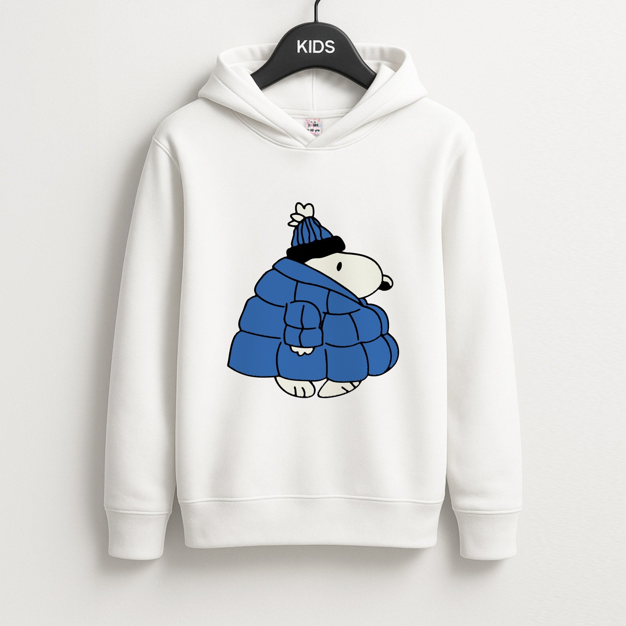 Cartoon Beagle Puffer Jacket Blue Unisex Kids Hoodie