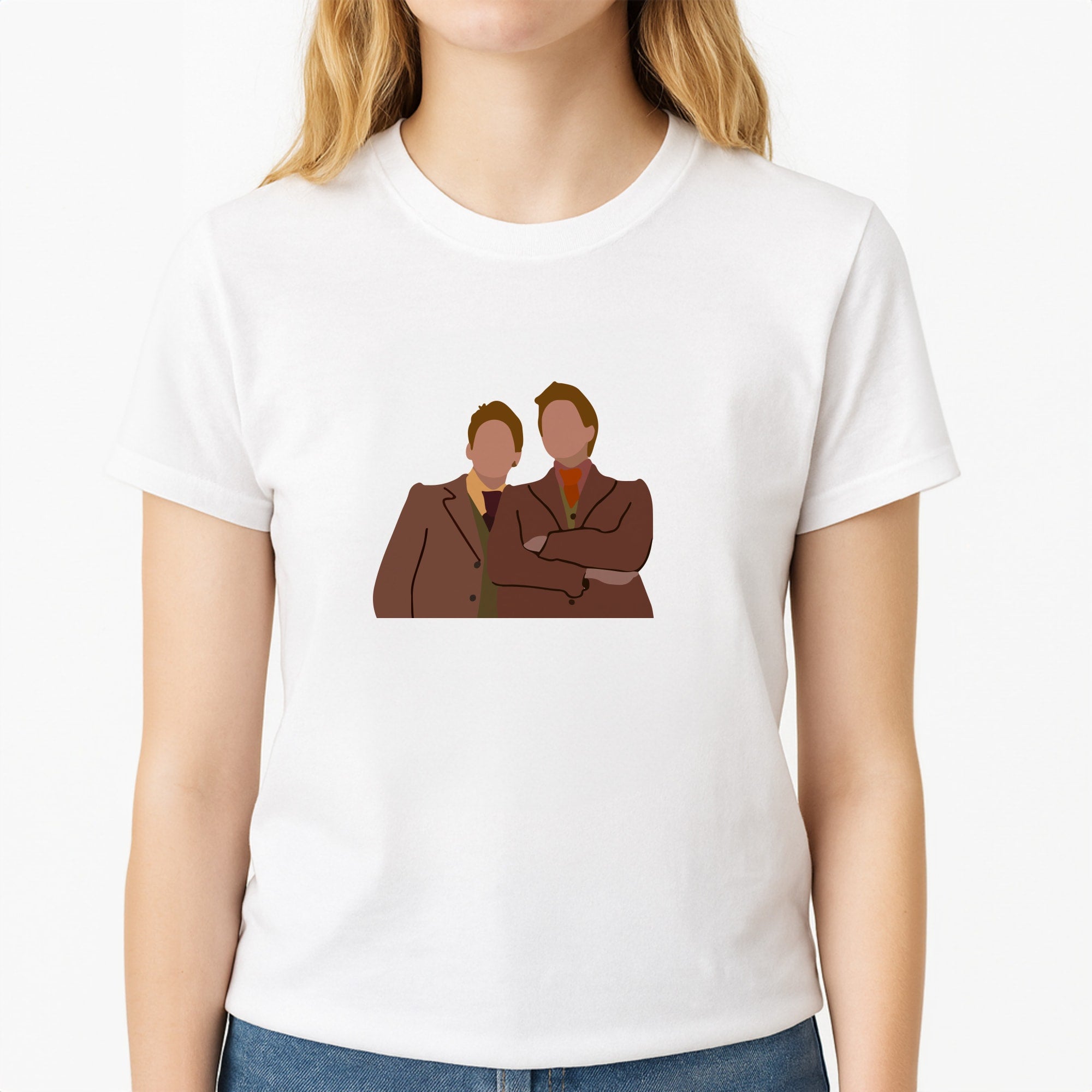 Fred And George Unisex T-Shirt, worn by a female model