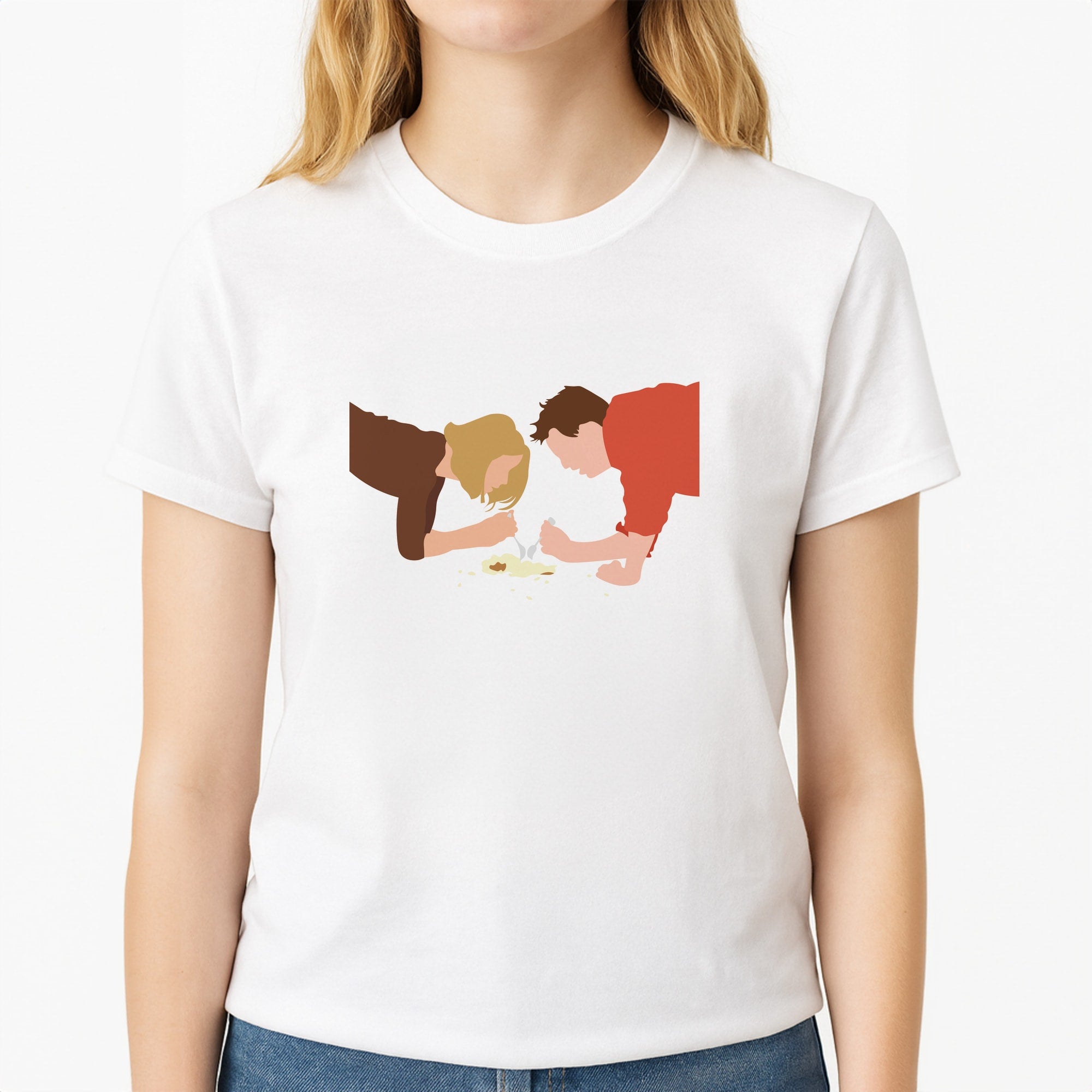 Eating Some Food Unisex T-Shirt, worn by a female model