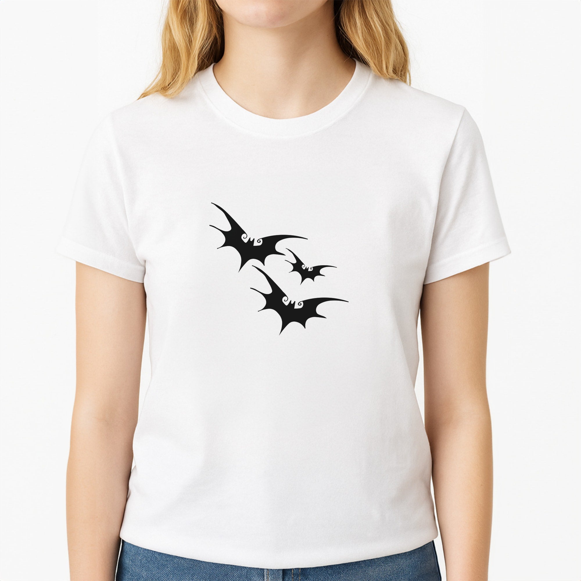 Bats - TNBC Unisex T-Shirt, worn by a female model