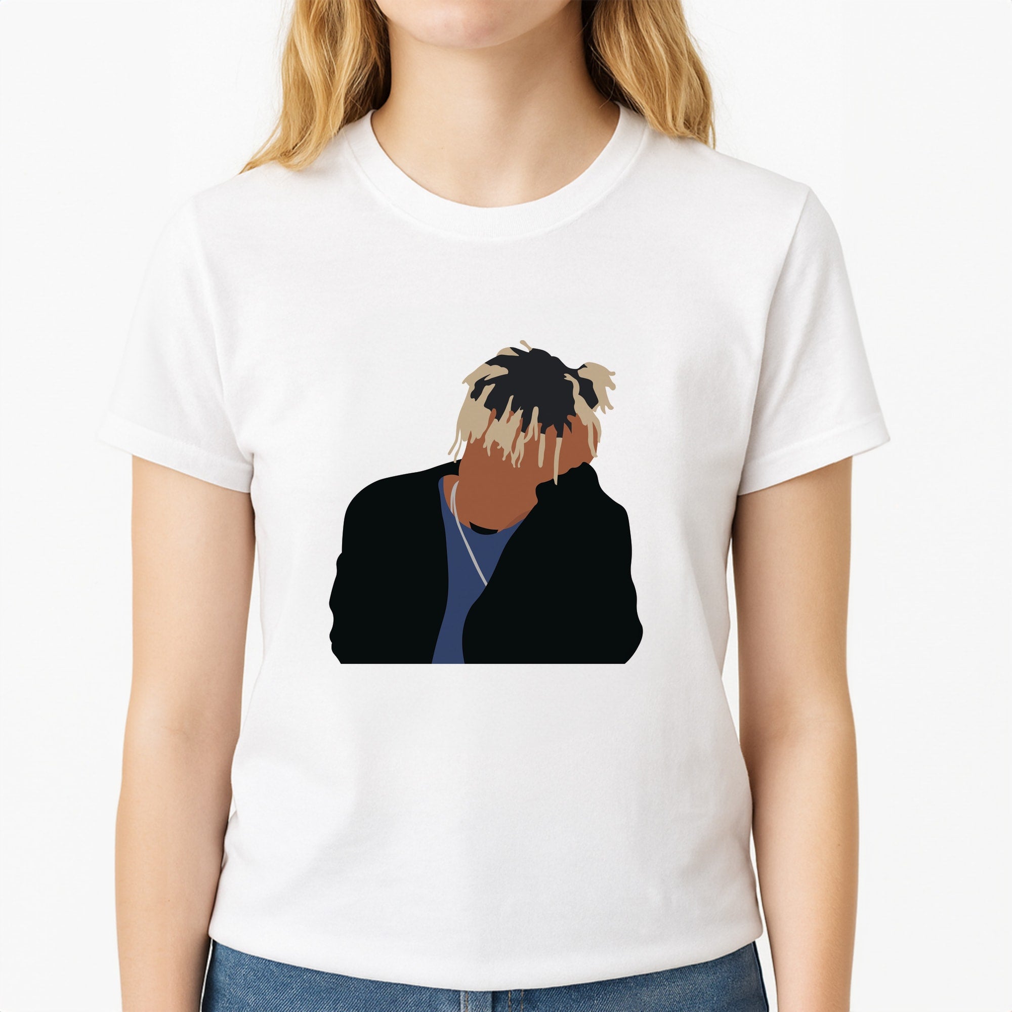 Sad - Juice Unisex T-Shirt, worn by a female model