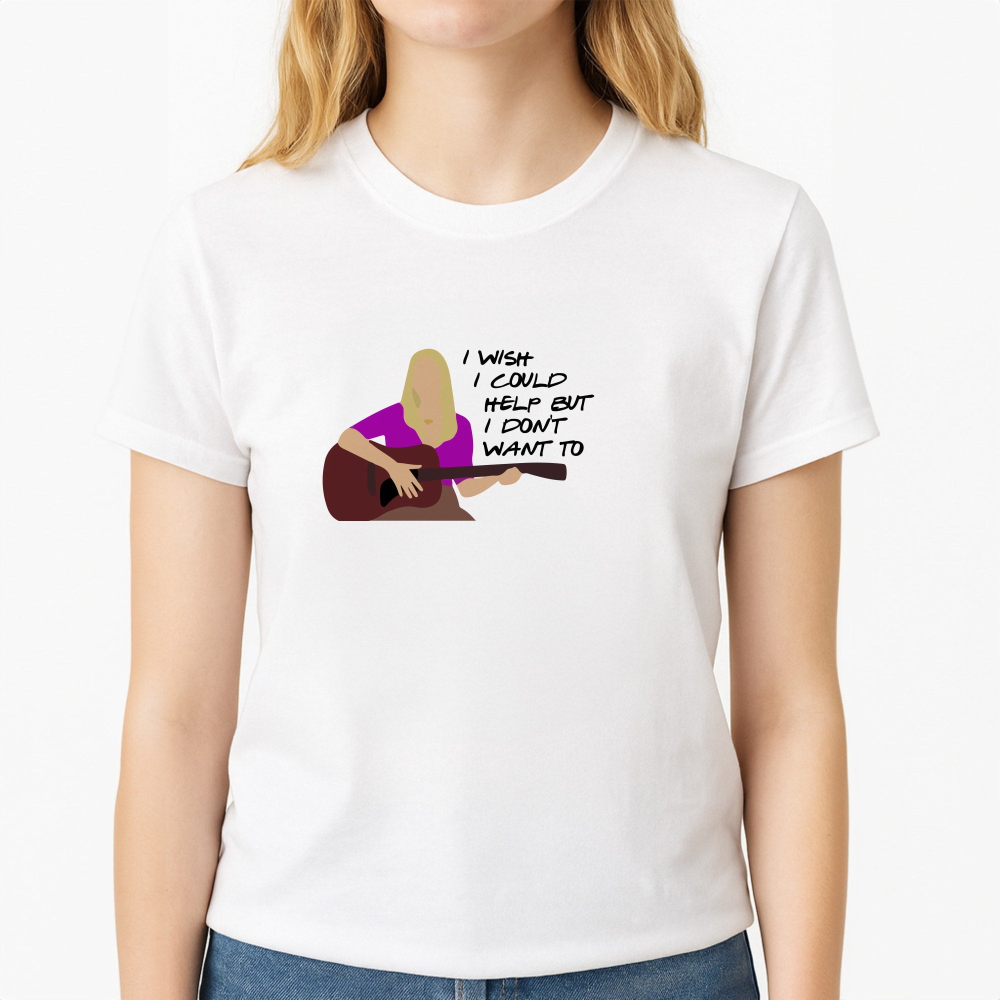 I Wish I Could Help But I Don't Want To Unisex T-Shirt, worn by a female model