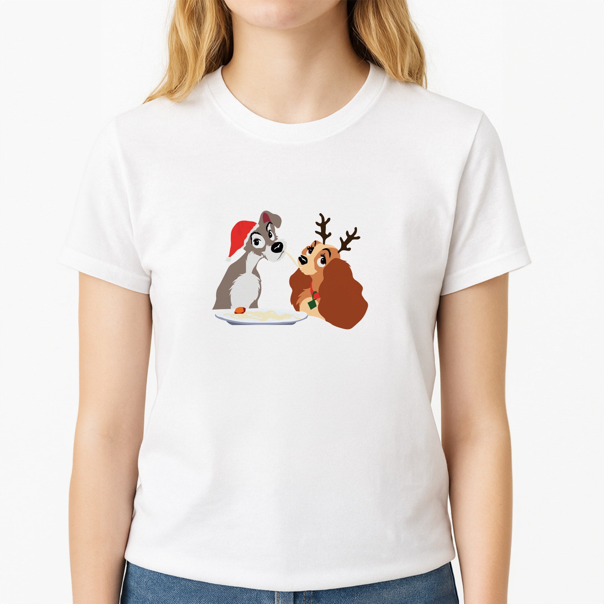 Christmas Lady Unisex T-Shirt, worn by a female model