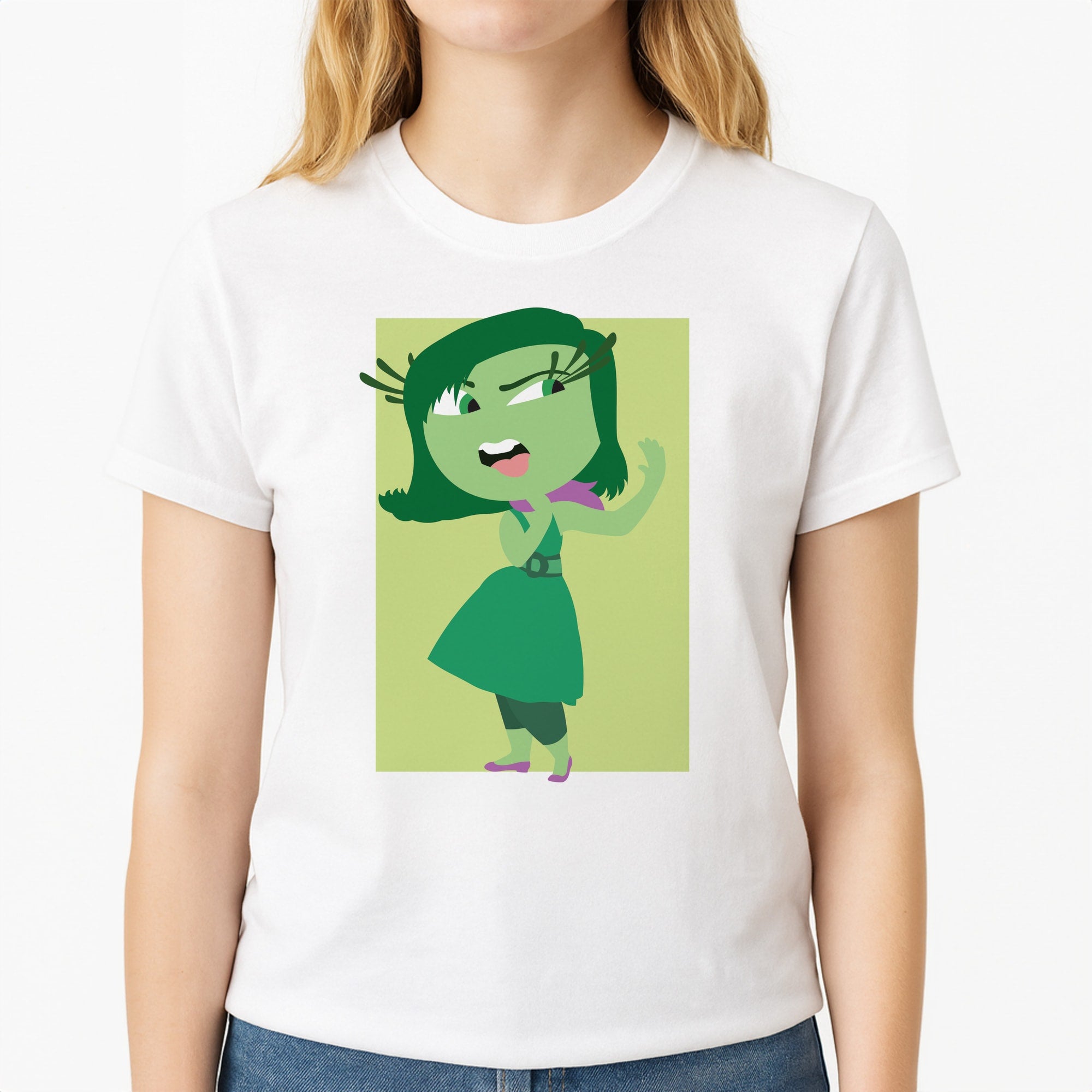 Disgust - Inside Out Unisex T-Shirt, worn by a female model