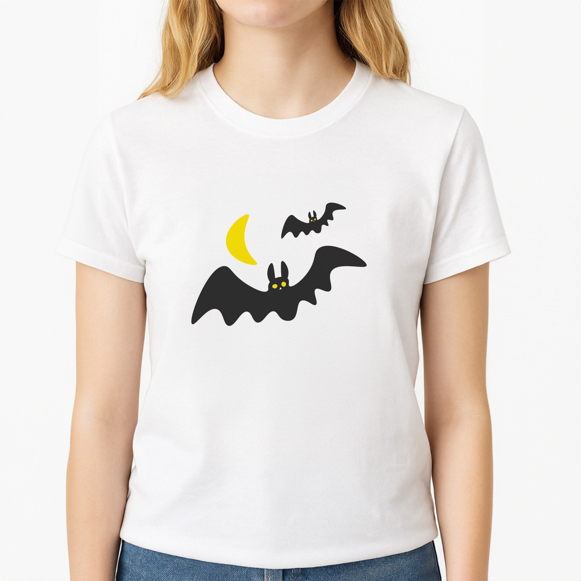 Halloween Pattern 4 Unisex T-Shirt, worn by a female model