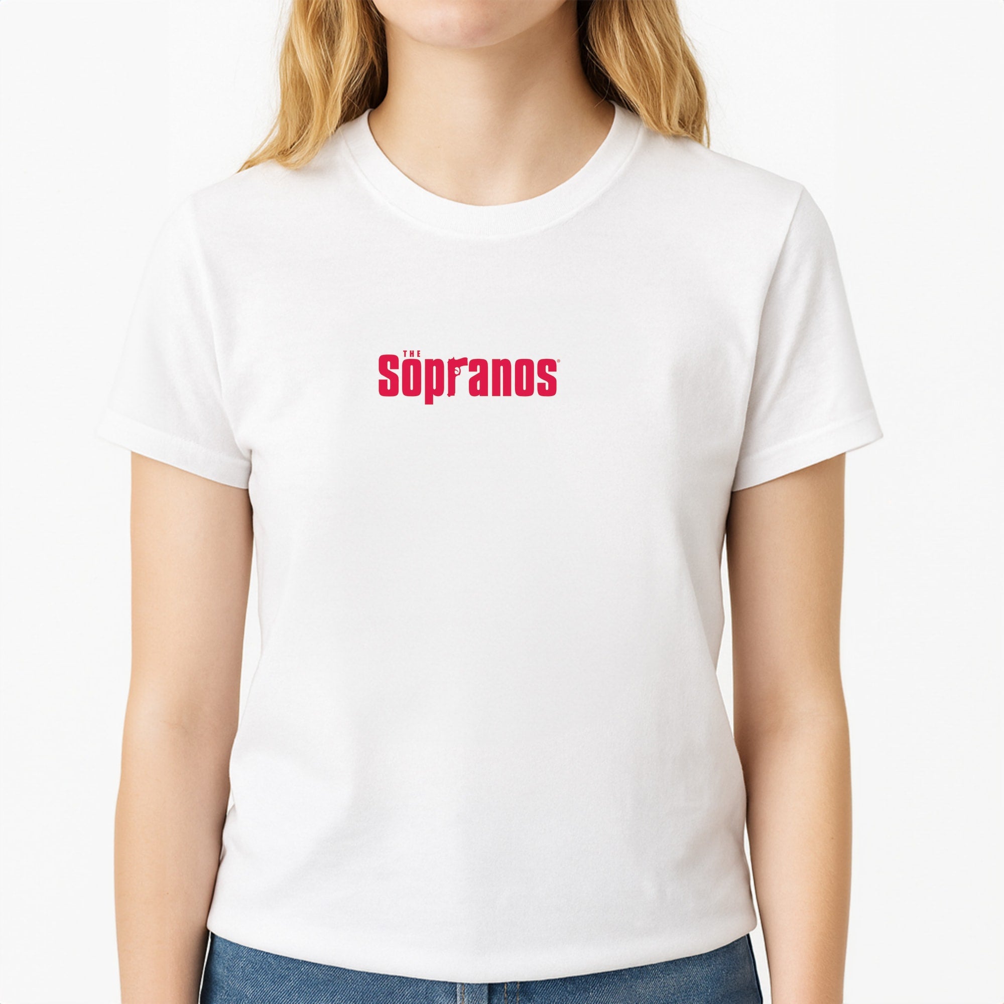 Title Screen Unisex T-Shirt, worn by a female model