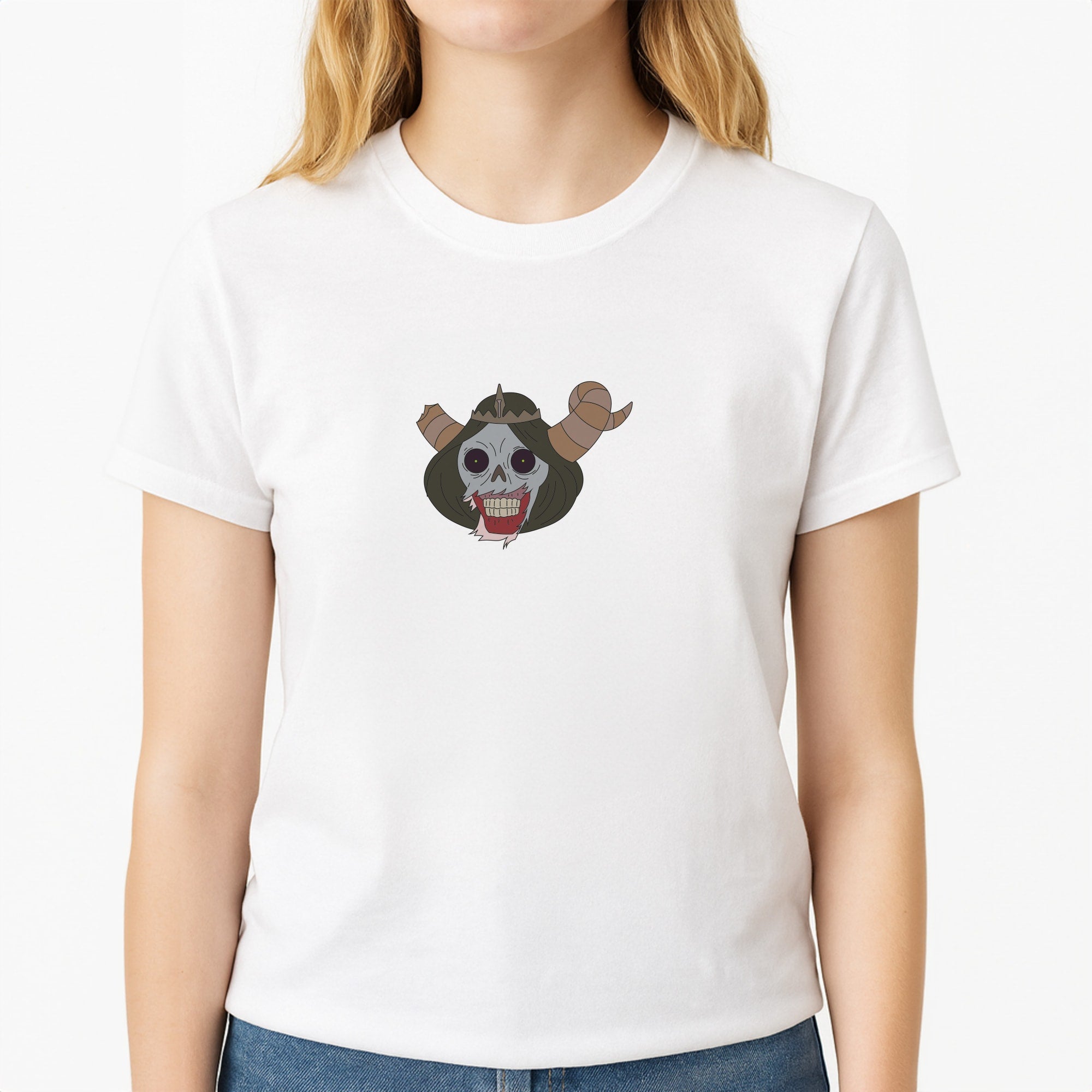 The Lich Unisex T-Shirt, worn by a female model