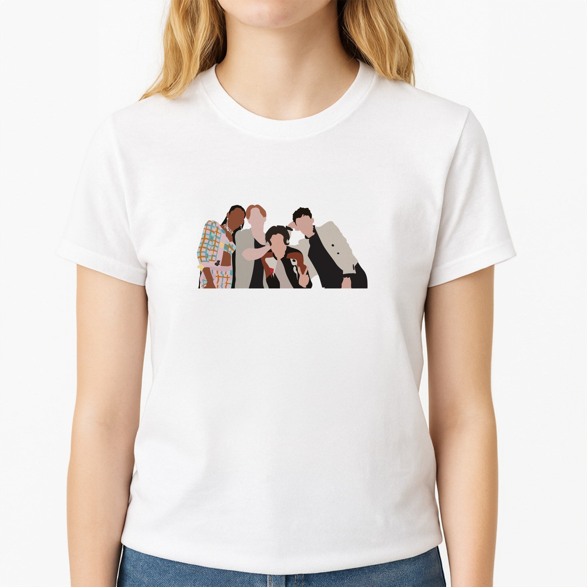 The Heart Crew Unisex T-Shirt, worn by a female model