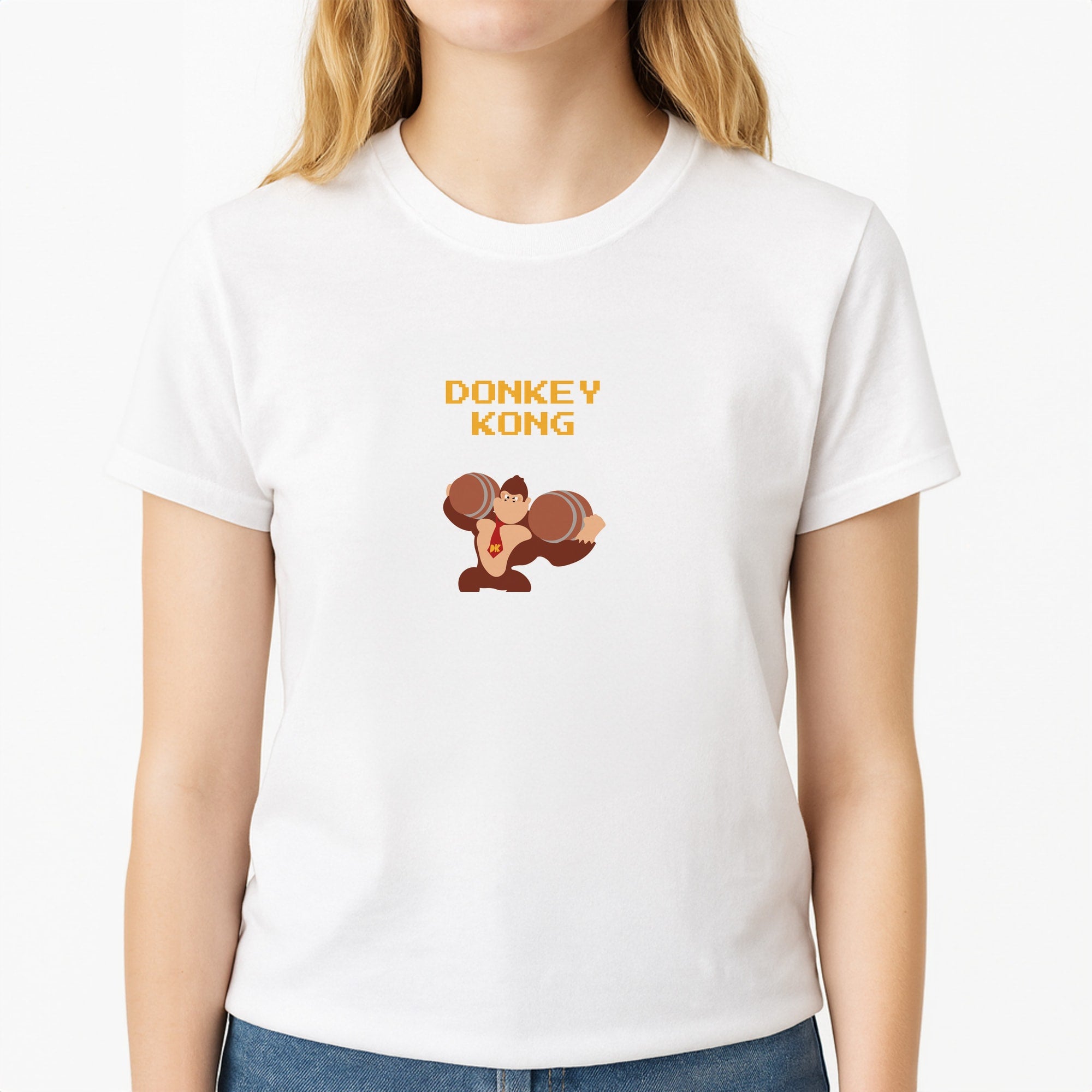 Donkey Kong Unisex T-Shirt, worn by a female model
