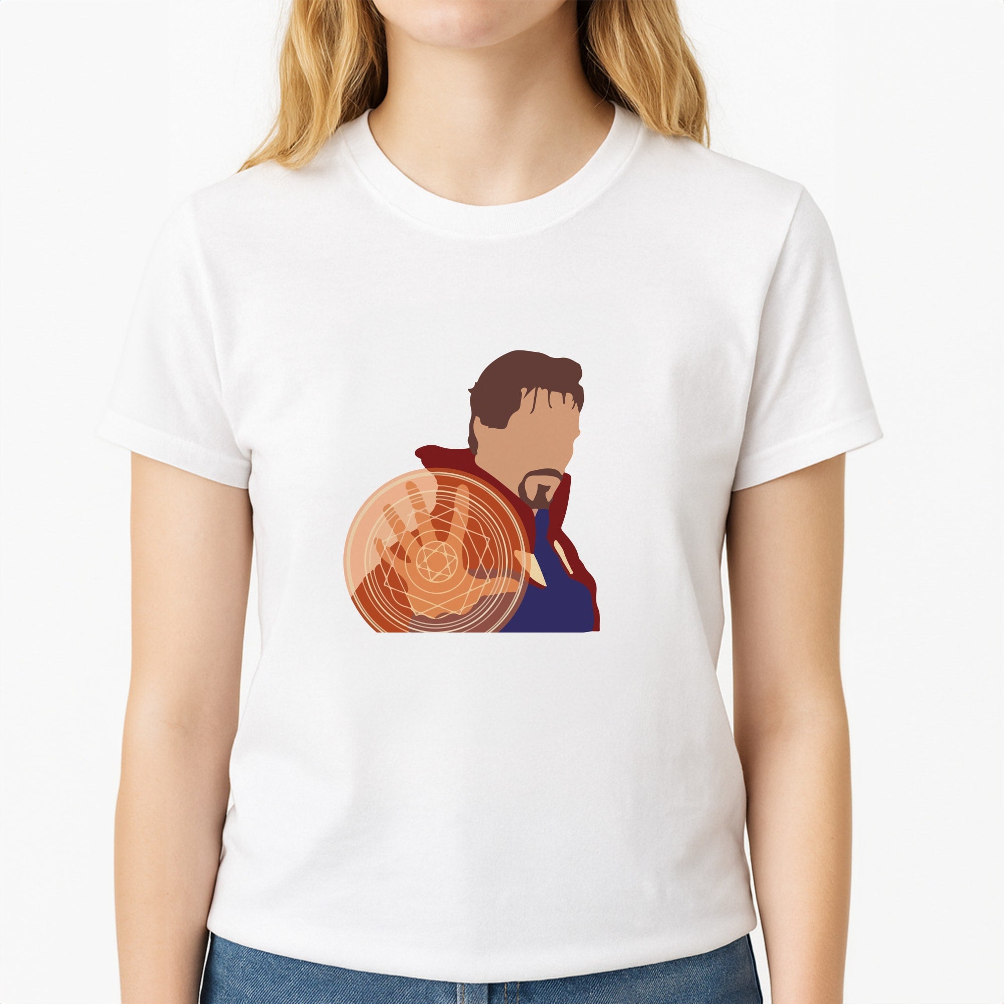 Strange Unisex T-Shirt, worn by a female model