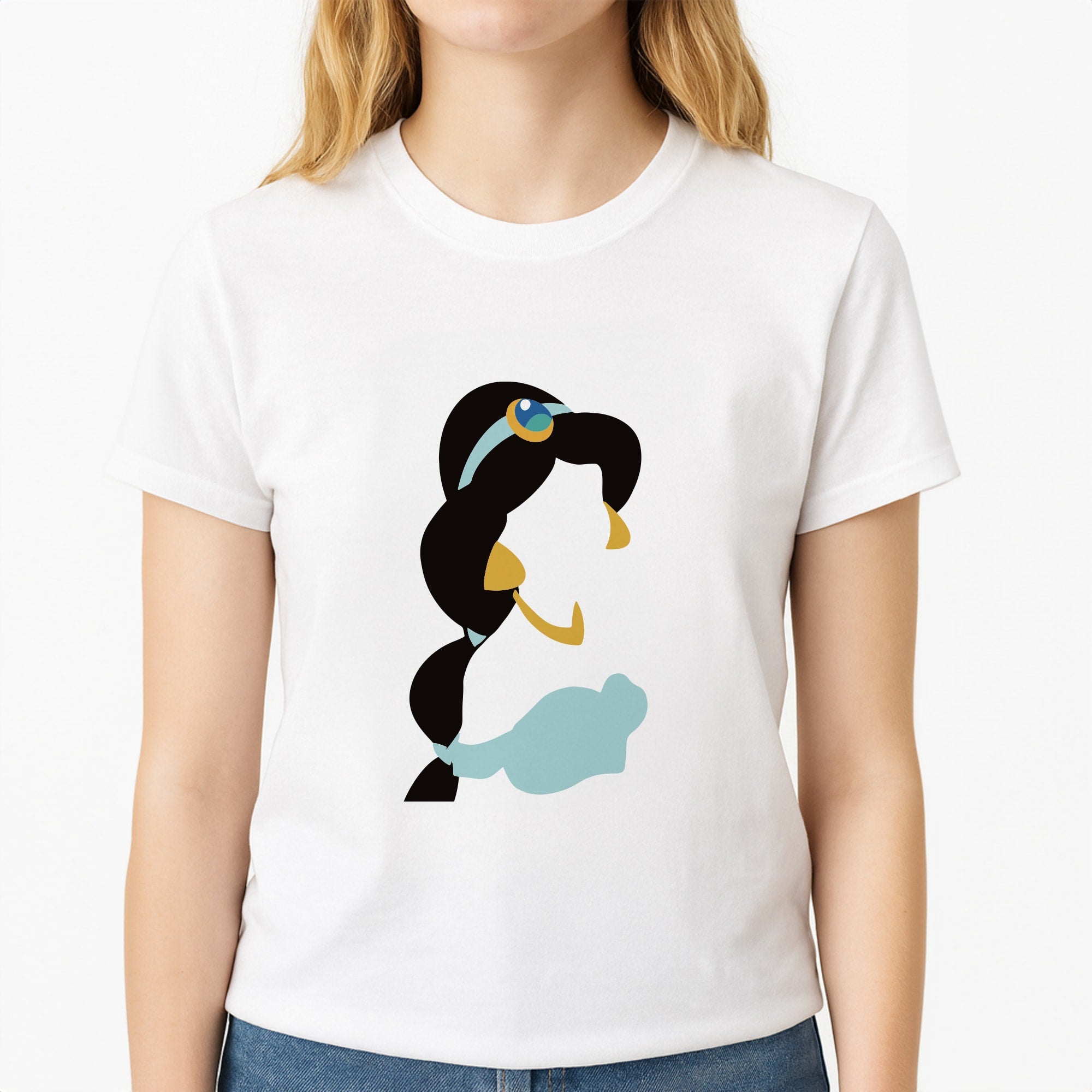Jasmine Unisex T-Shirt, worn by a female model