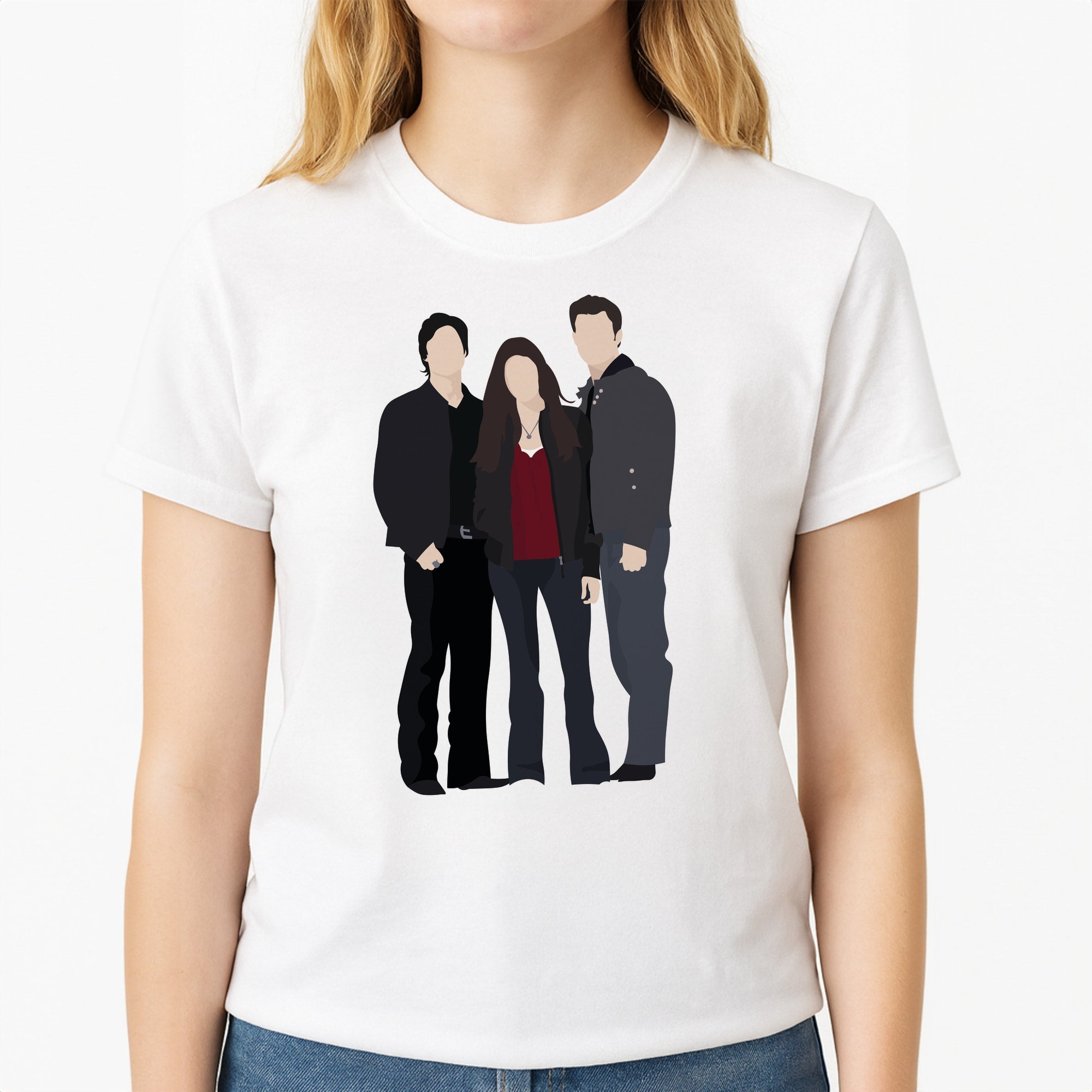 Main Characters - VD Unisex T-Shirt, worn by a female model