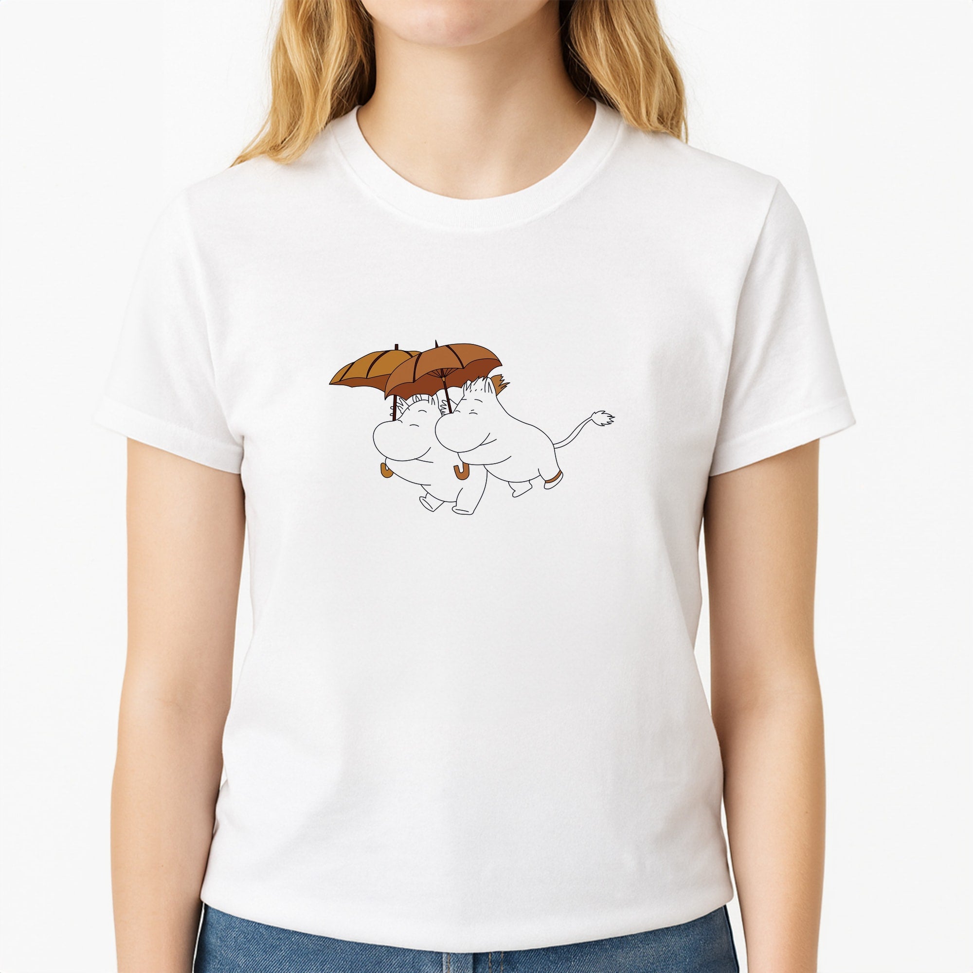 Moom Umbrellas Unisex T-Shirt, worn by a female model