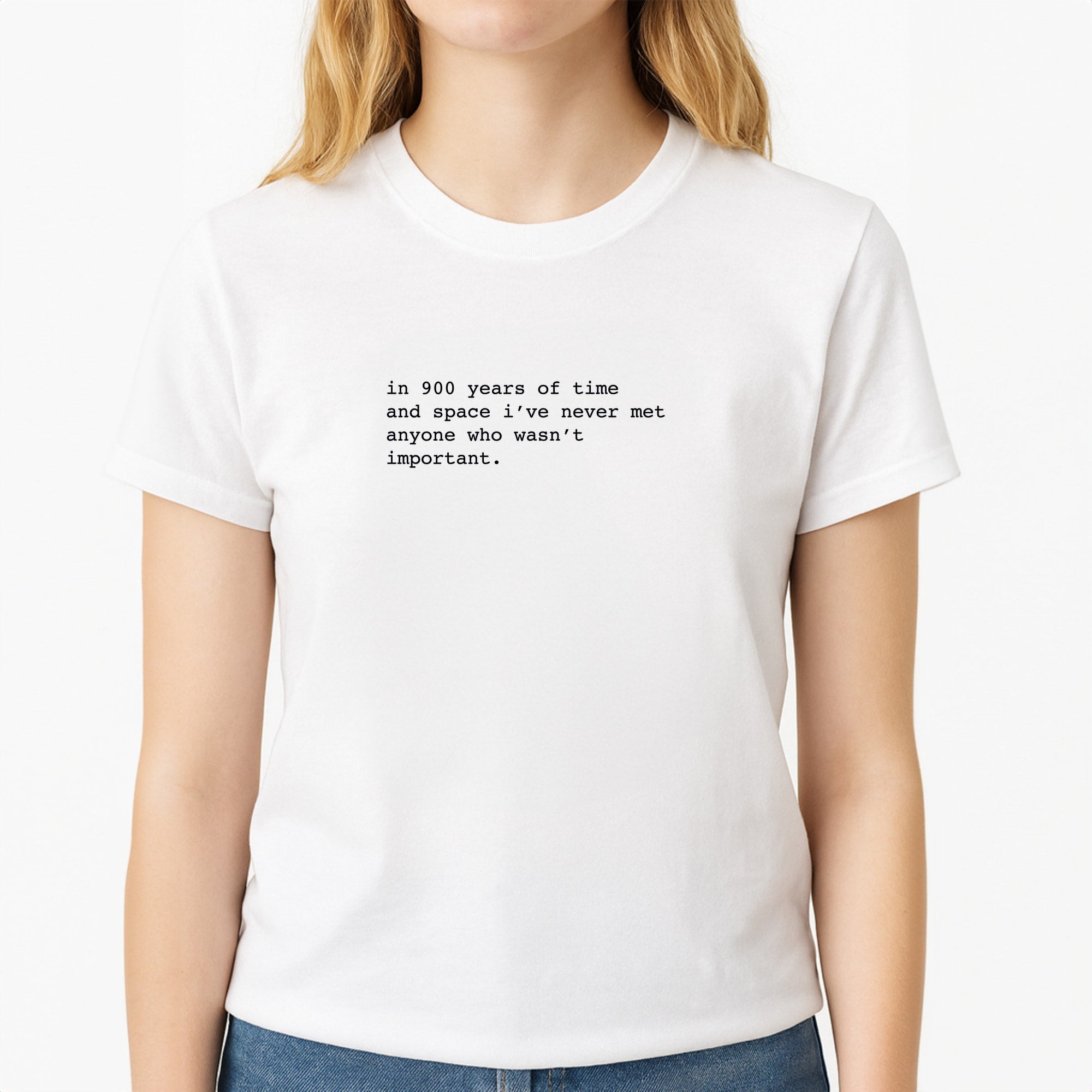 In 900 Years Unisex T-Shirt, worn by a female model