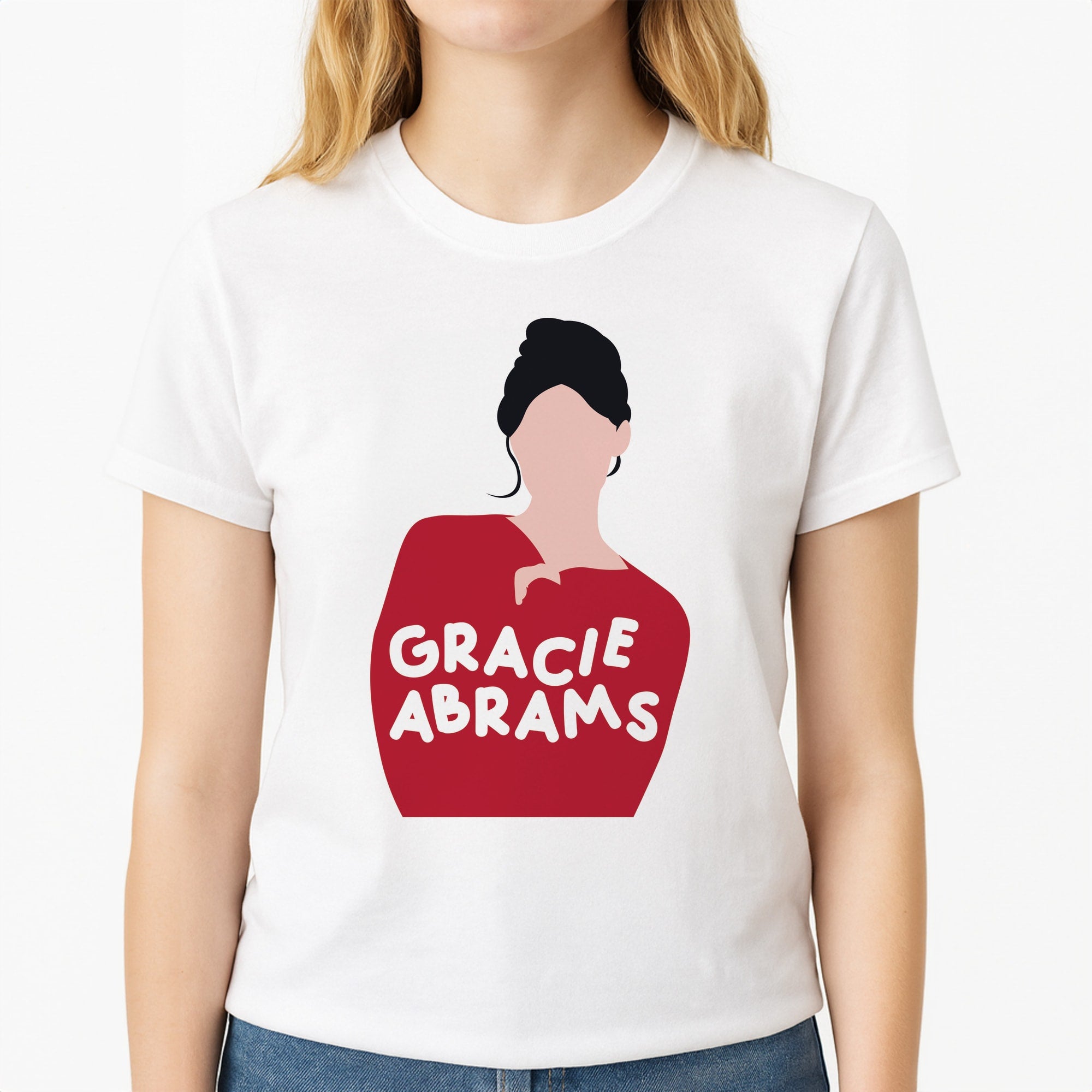 Portrait - Abrams Unisex T-Shirt, worn by a female model