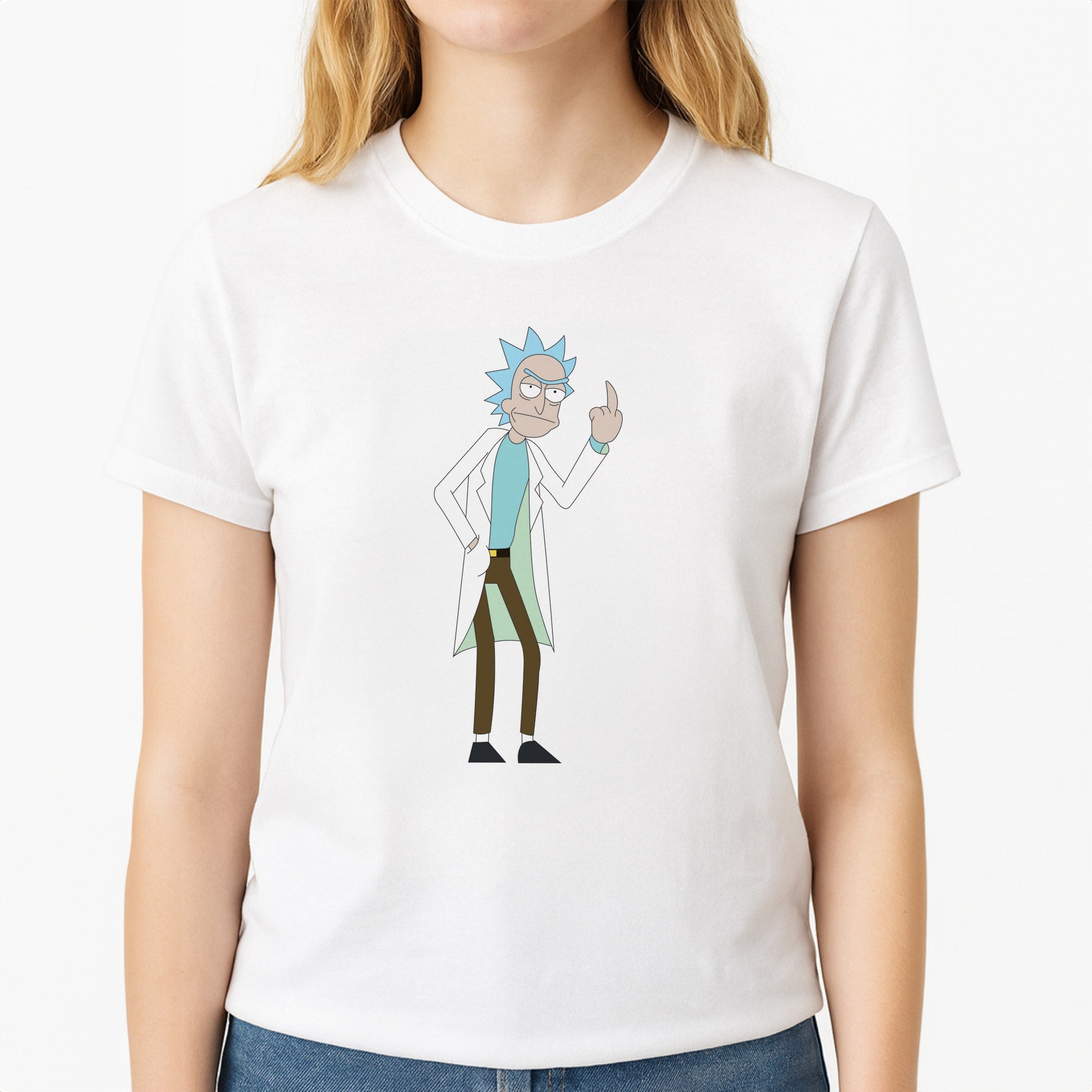 Rick - RAM Unisex T-Shirt, worn by a female model