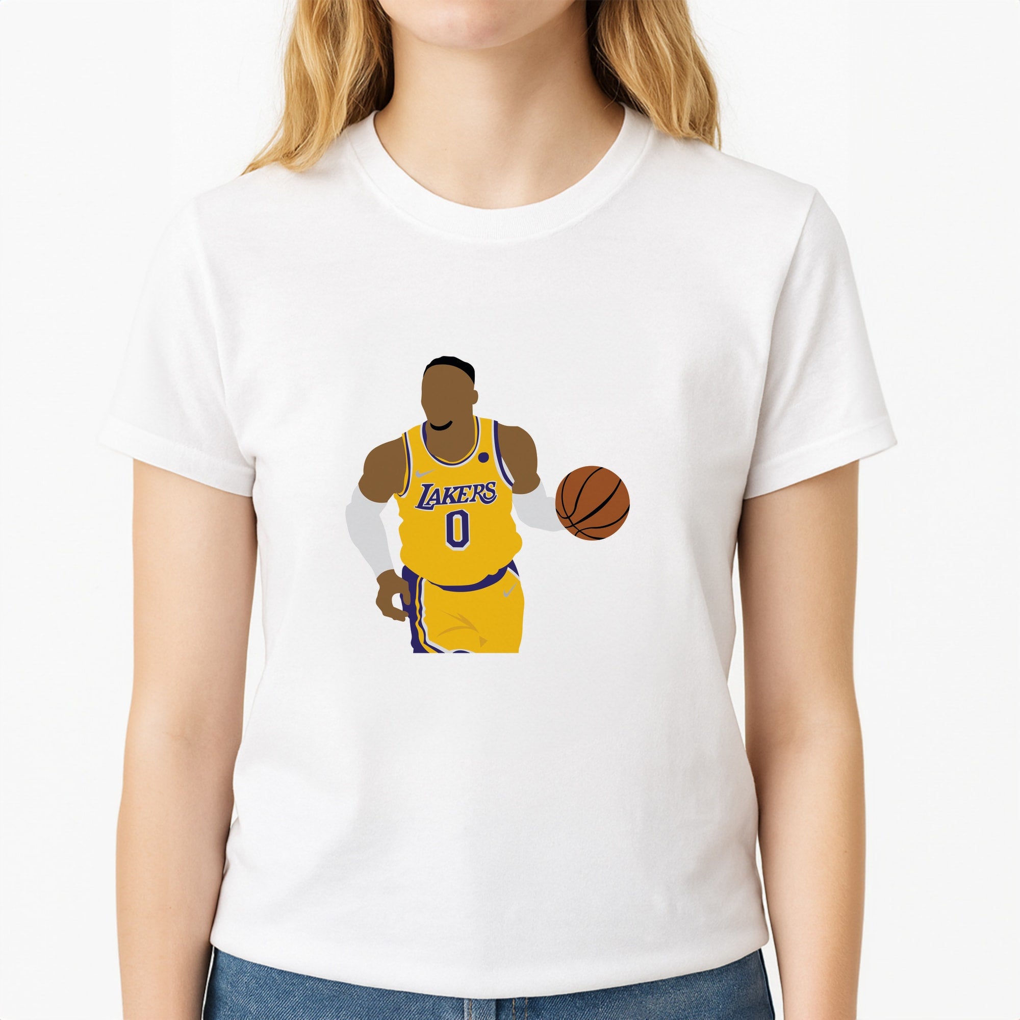 Young - Basketball Unisex T-Shirt, worn by a female model
