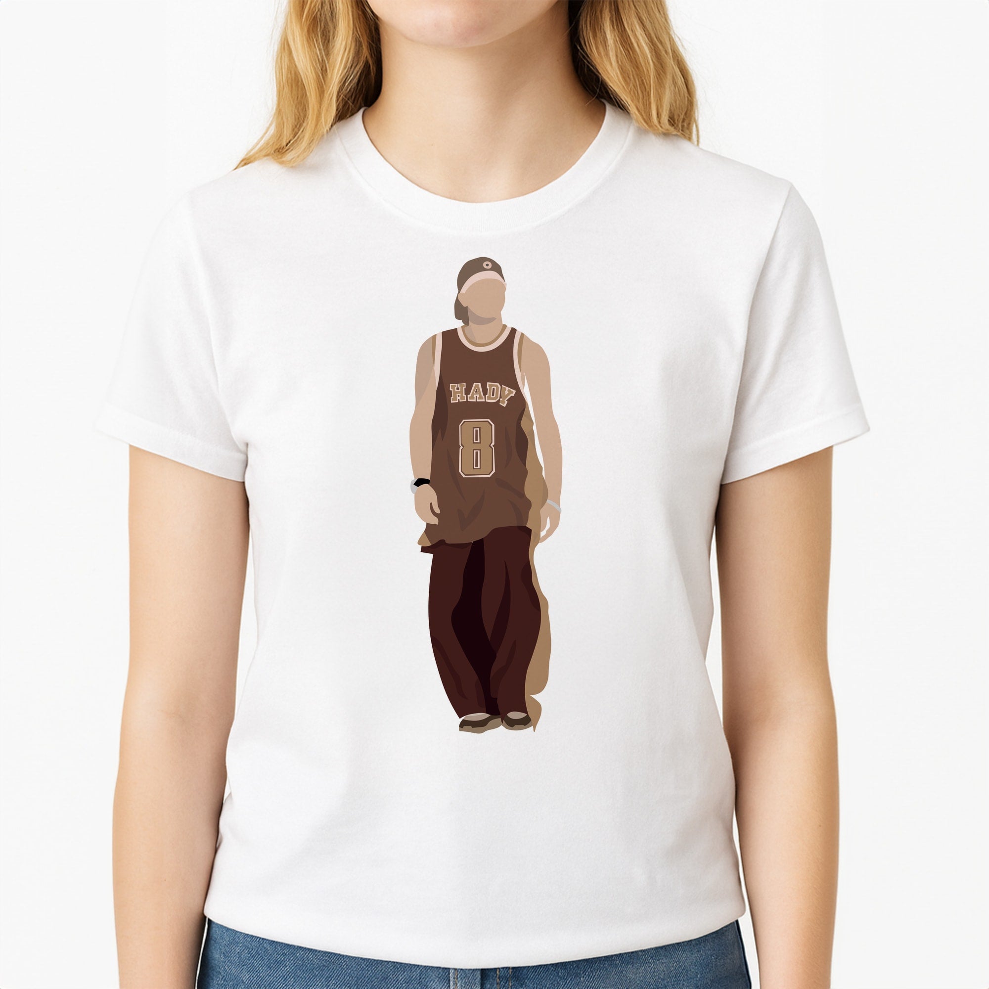 Jersey Unisex T-Shirt, worn by a female model