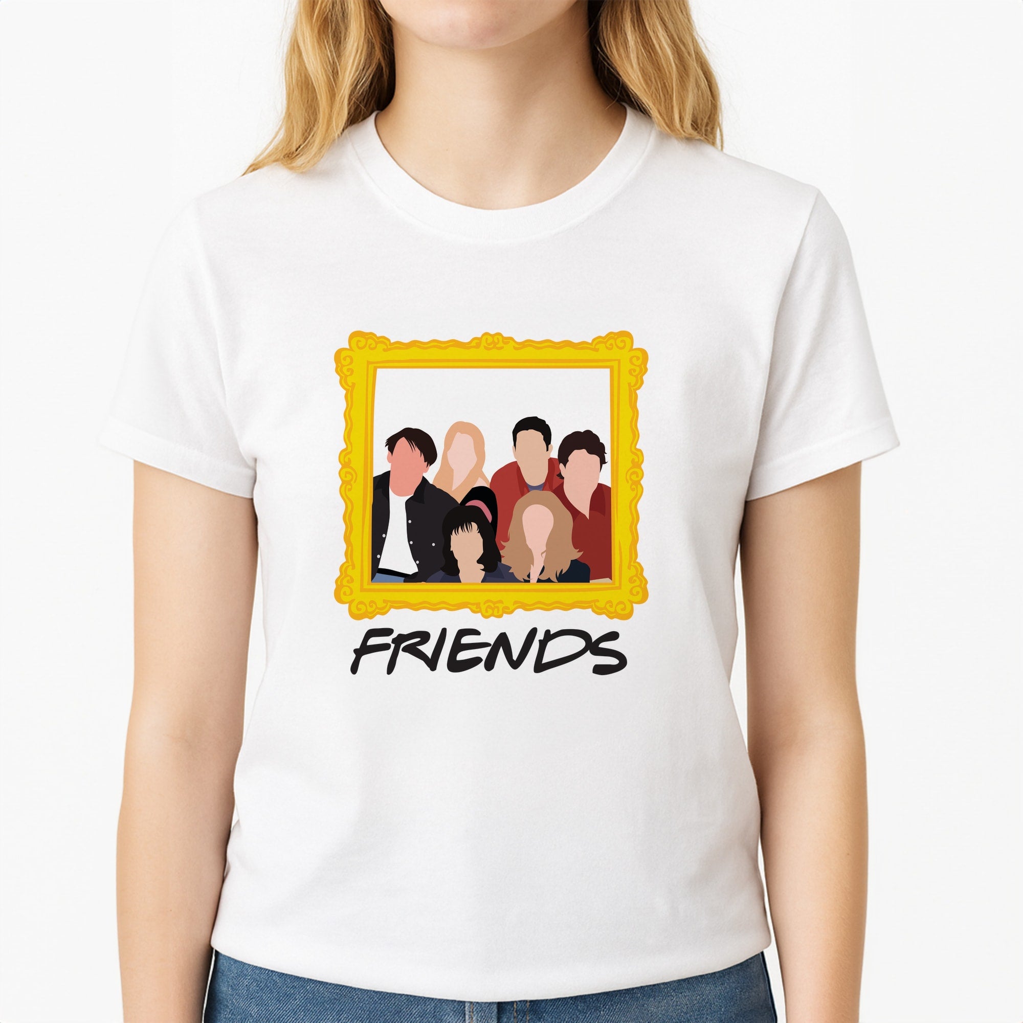 Cast Photo Frame Unisex T-Shirt, worn by a female model