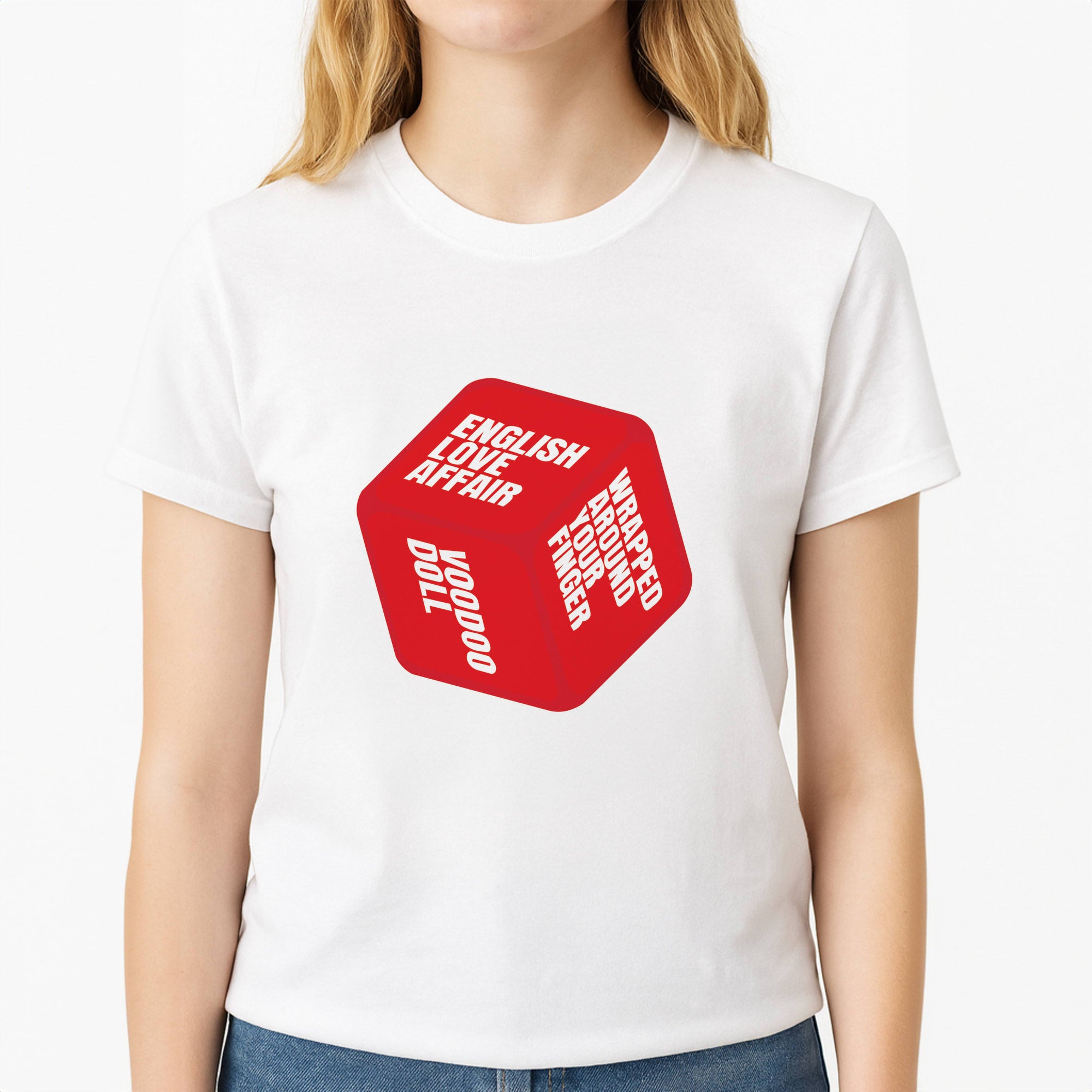 Dice Unisex T-Shirt, worn by a female model