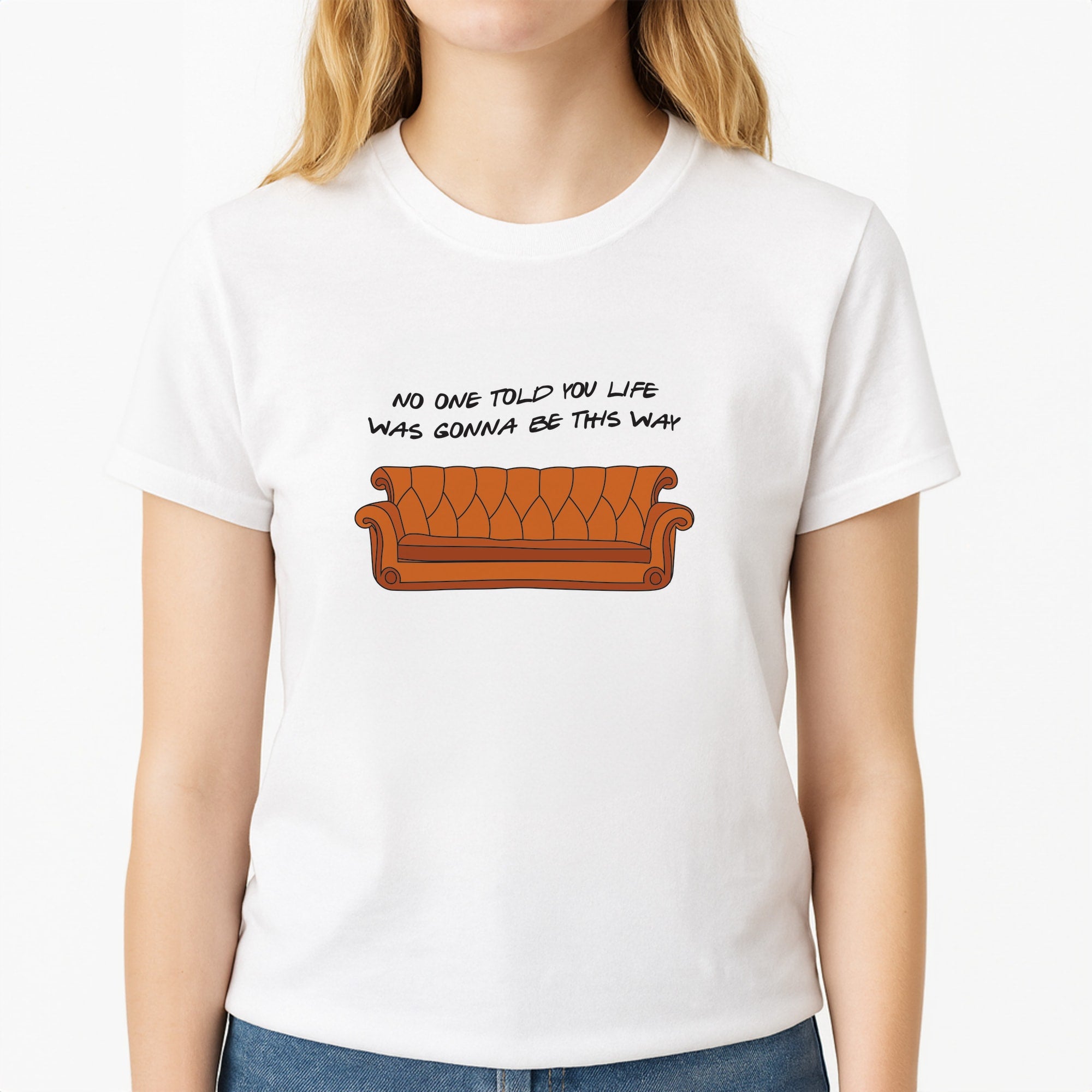 No One Told You Pattern Unisex T-Shirt, worn by a female model