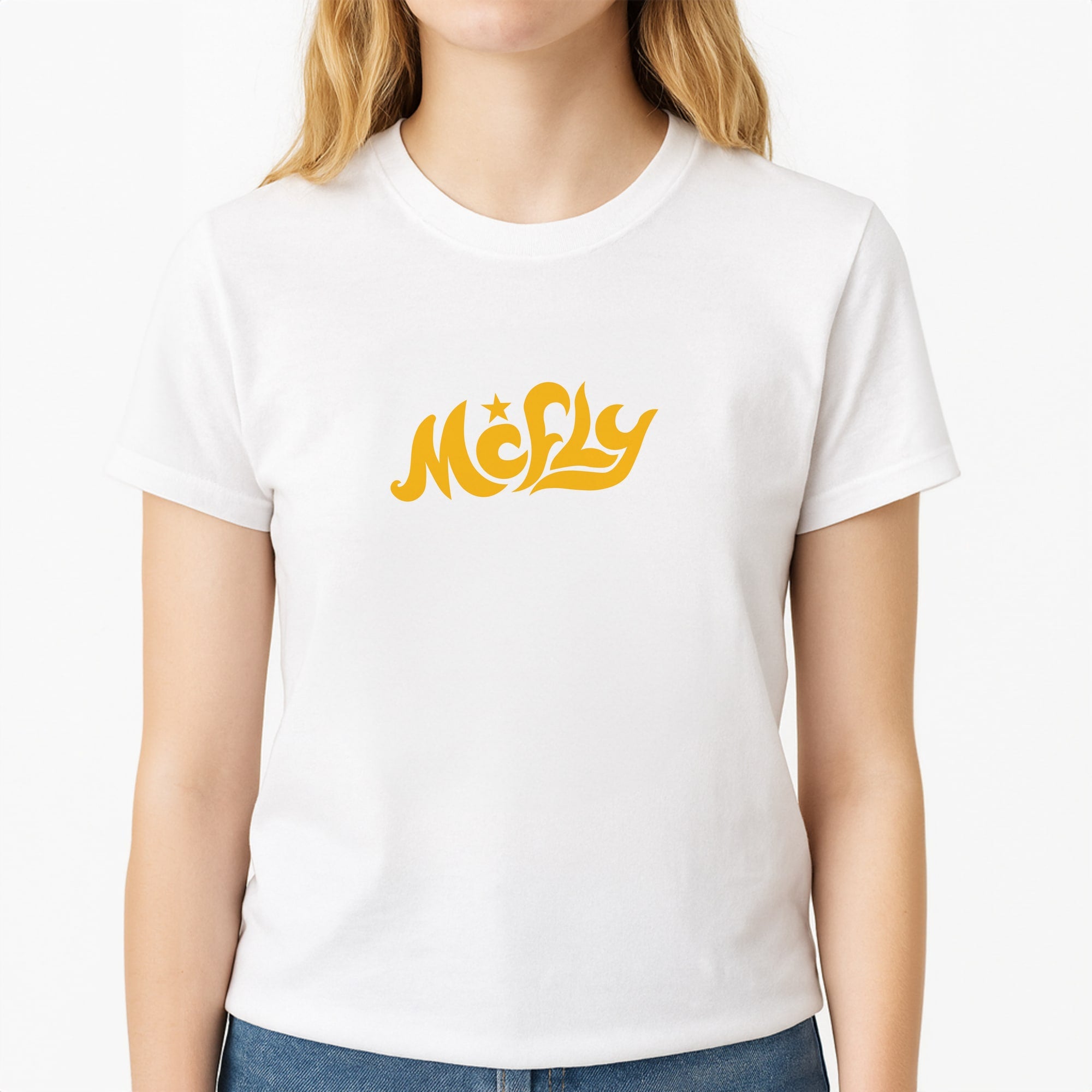 Star - McBand Unisex T-Shirt, worn by a female model