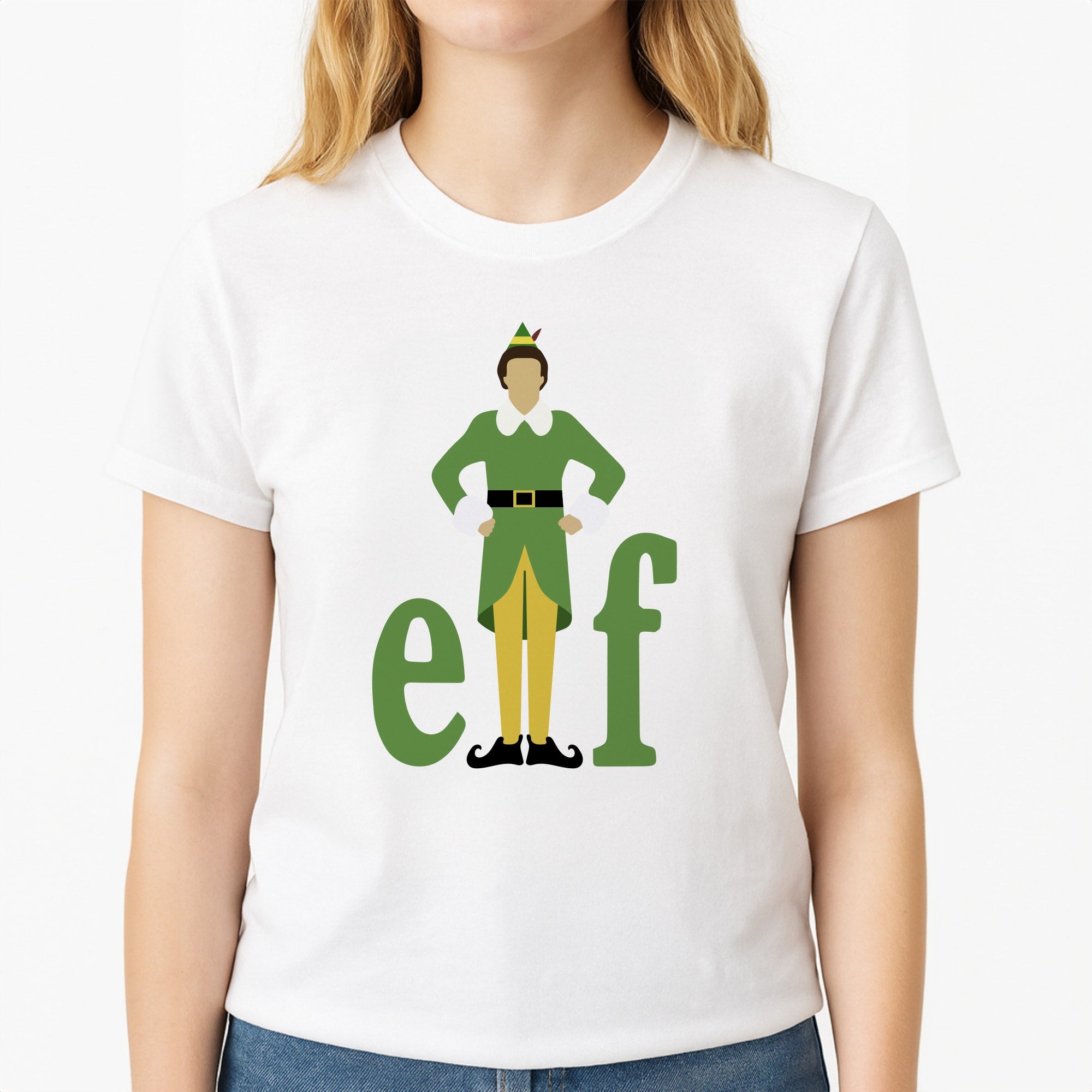 Elf Logo Unisex T-Shirt, worn by a female model