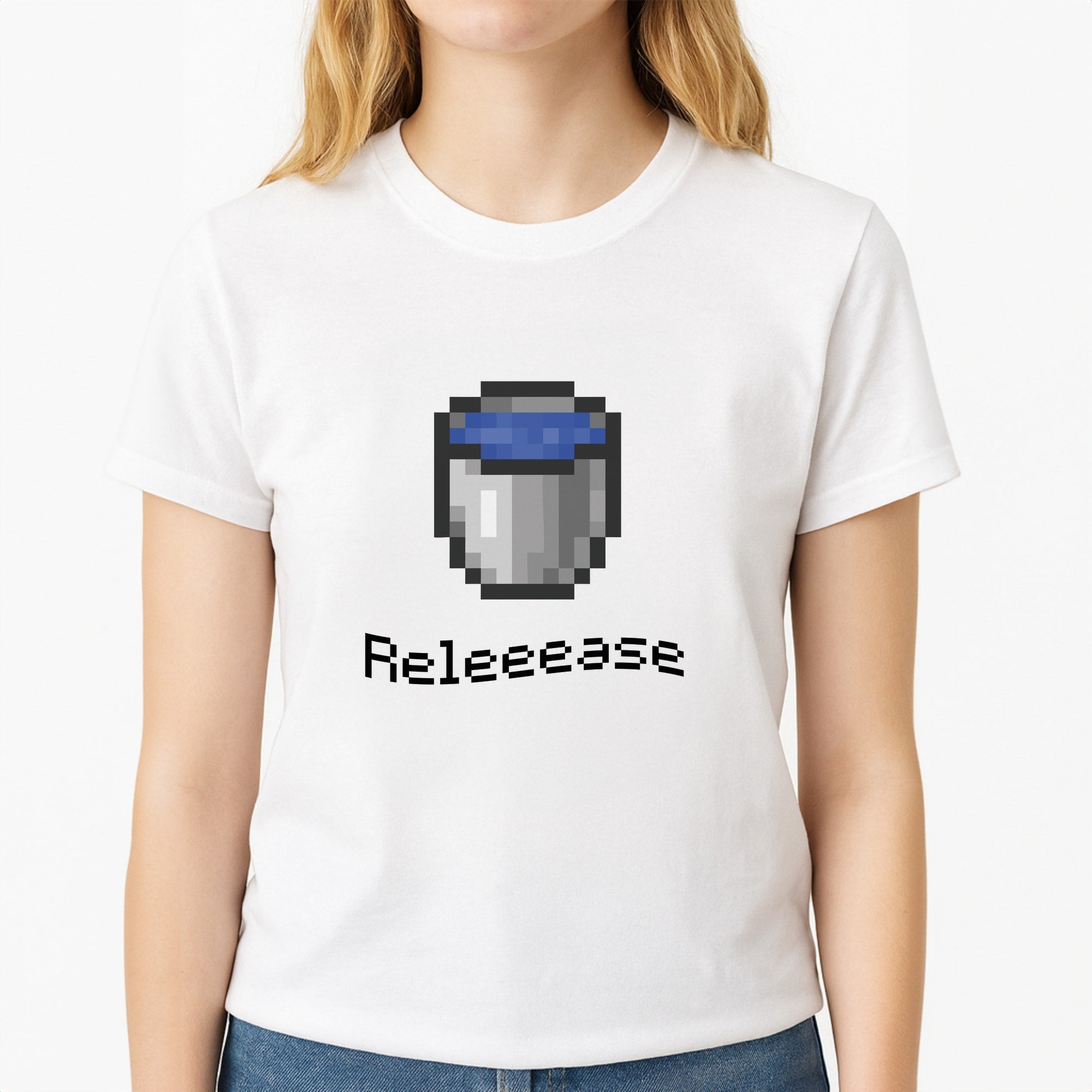 Release Unisex T-Shirt, worn by a female model
