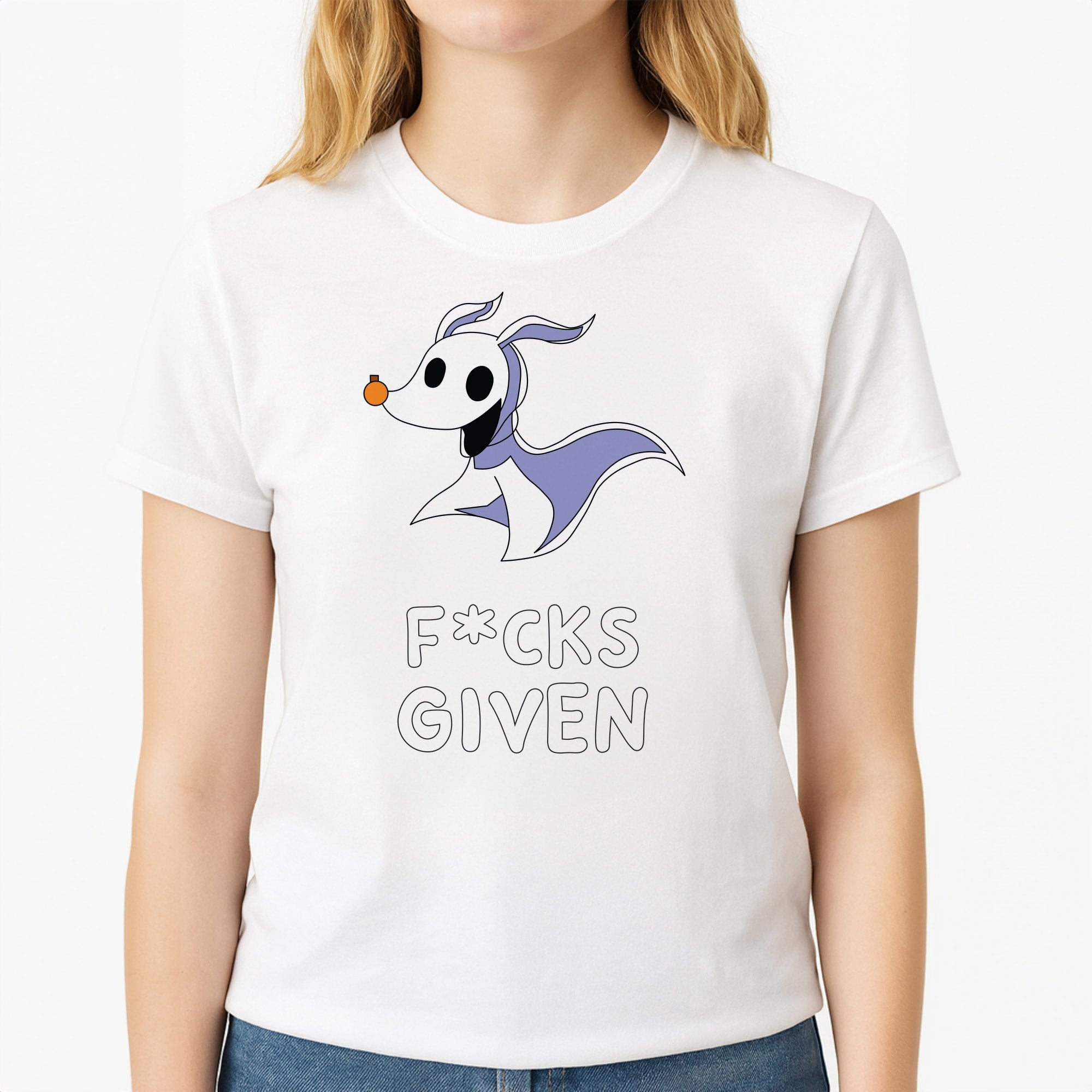 Zero F*cks Unisex T-Shirt, worn by a female model