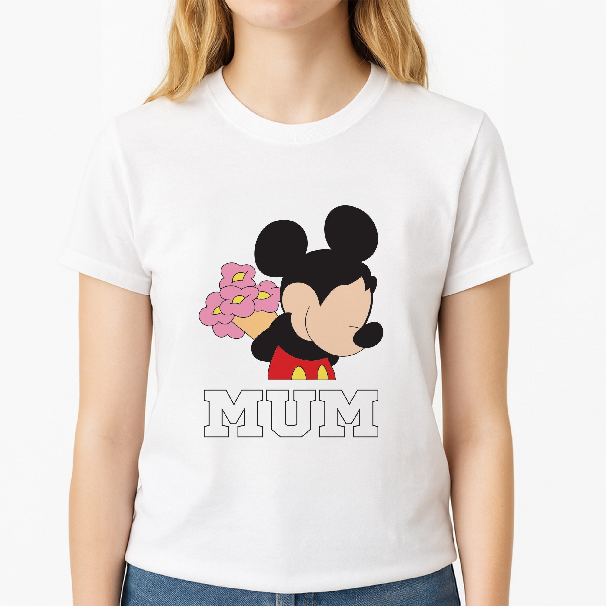 Mouse Mum Unisex T-Shirt, worn by a female model
