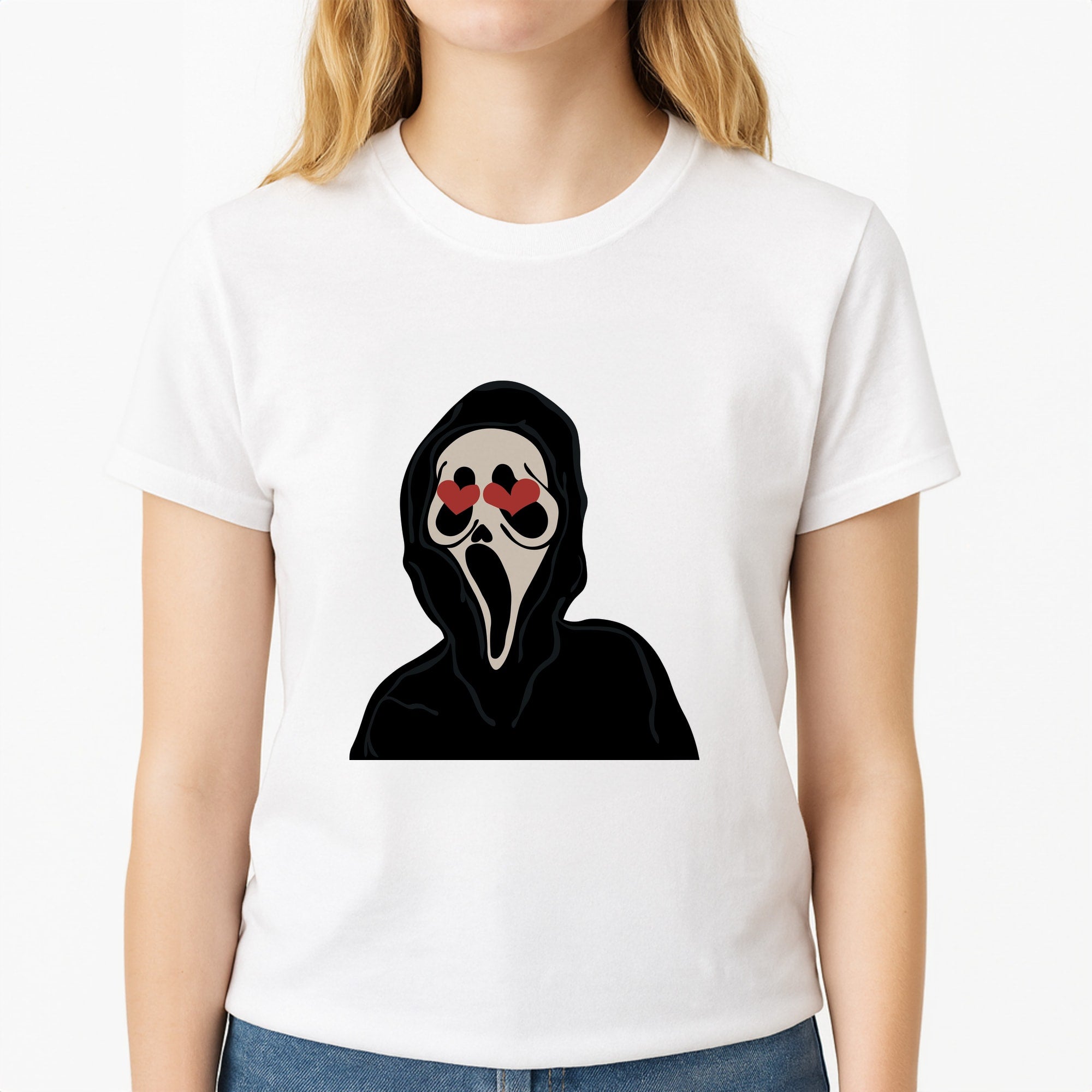 Love Eyes - Halloween Unisex T-Shirt, worn by a female model