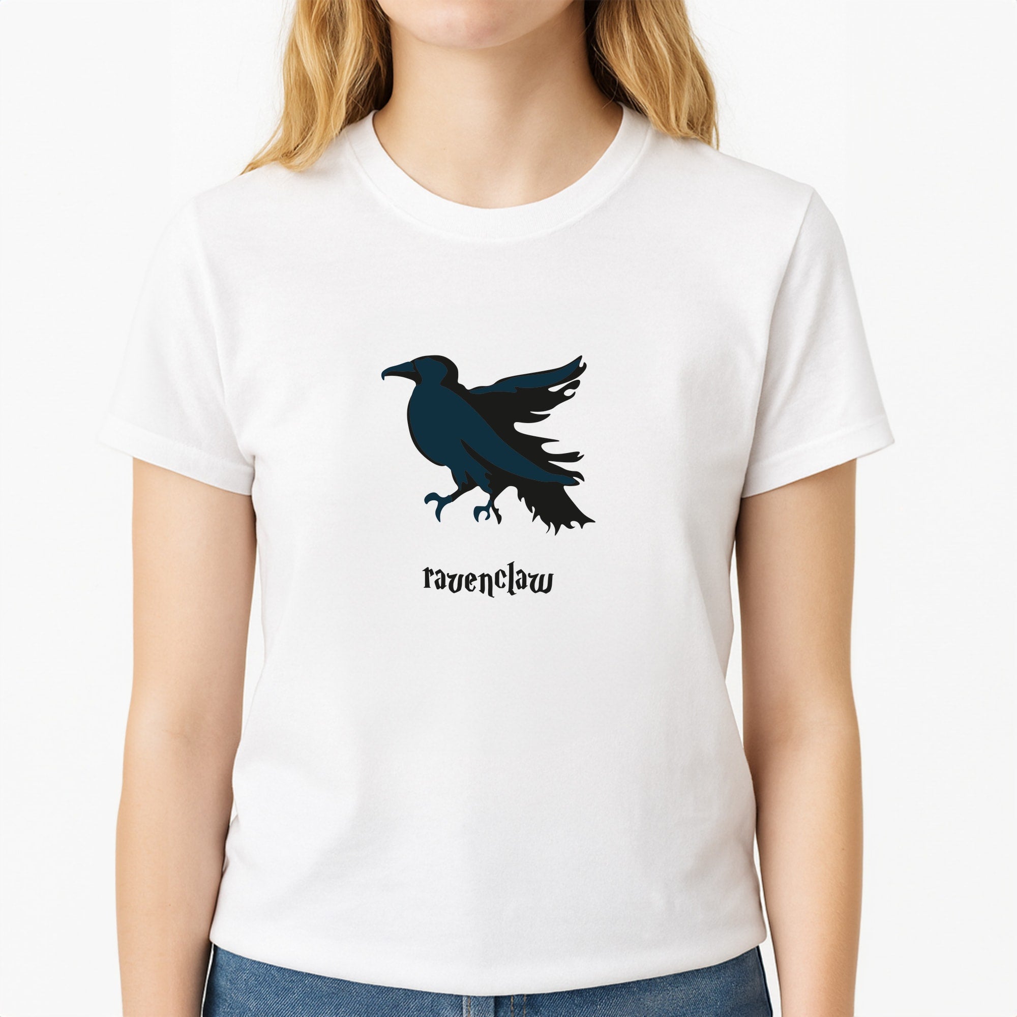 Ravenclaw Unisex T-Shirt, worn by a female model