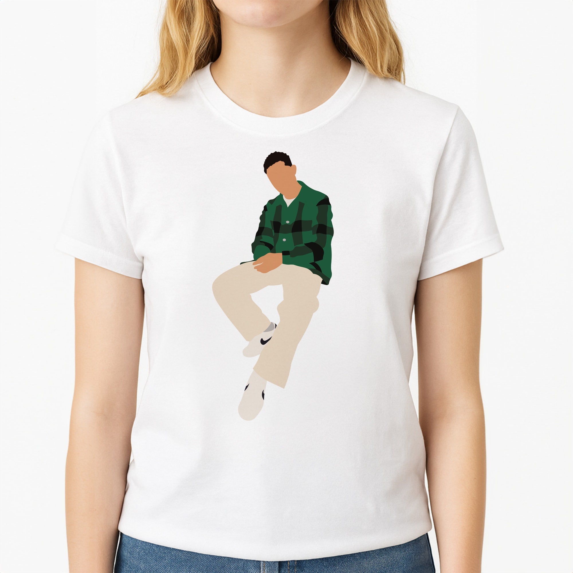 Green LoyleUnisex T-Shirt, worn by a female model