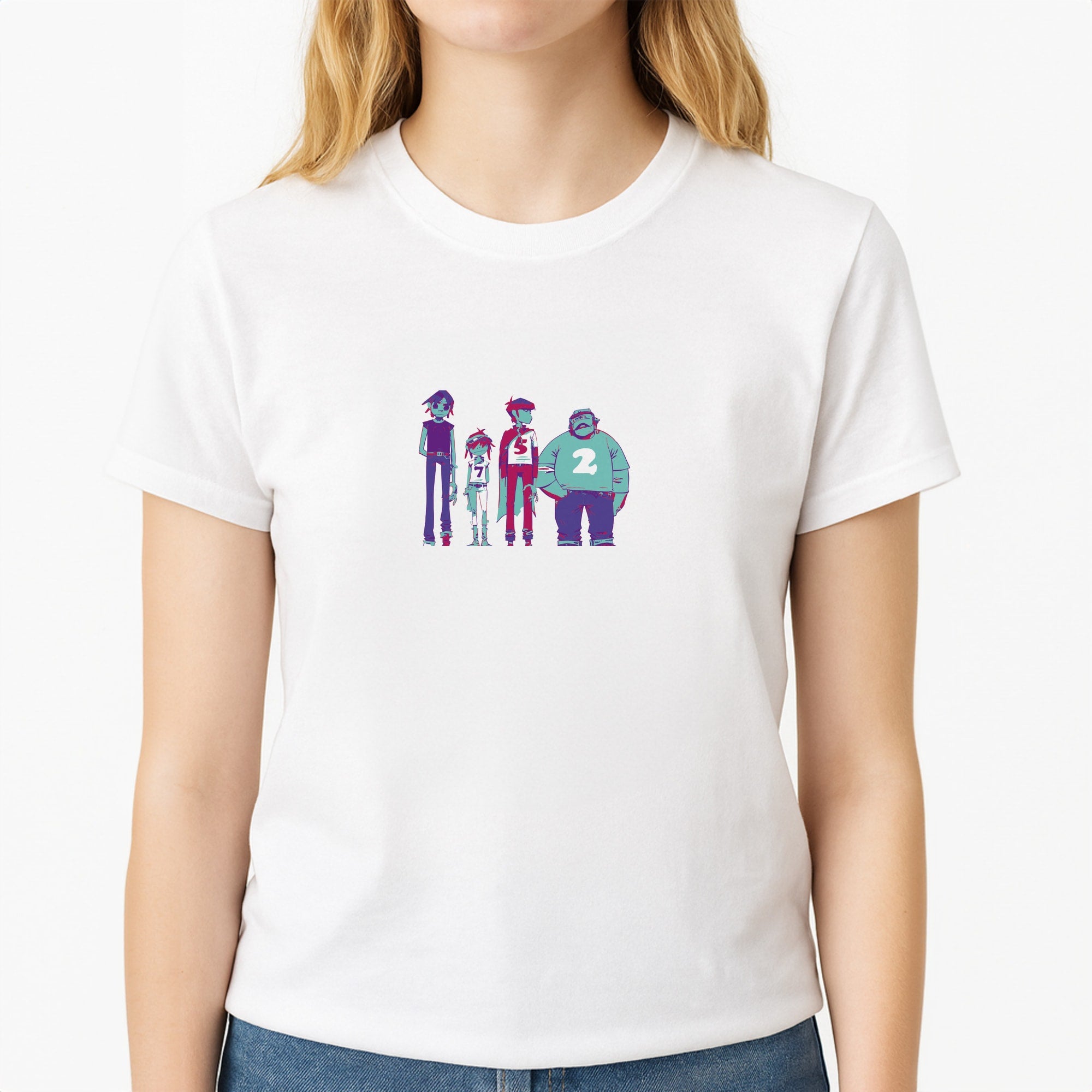 2,5,7 Unisex T-Shirt, worn by a female model