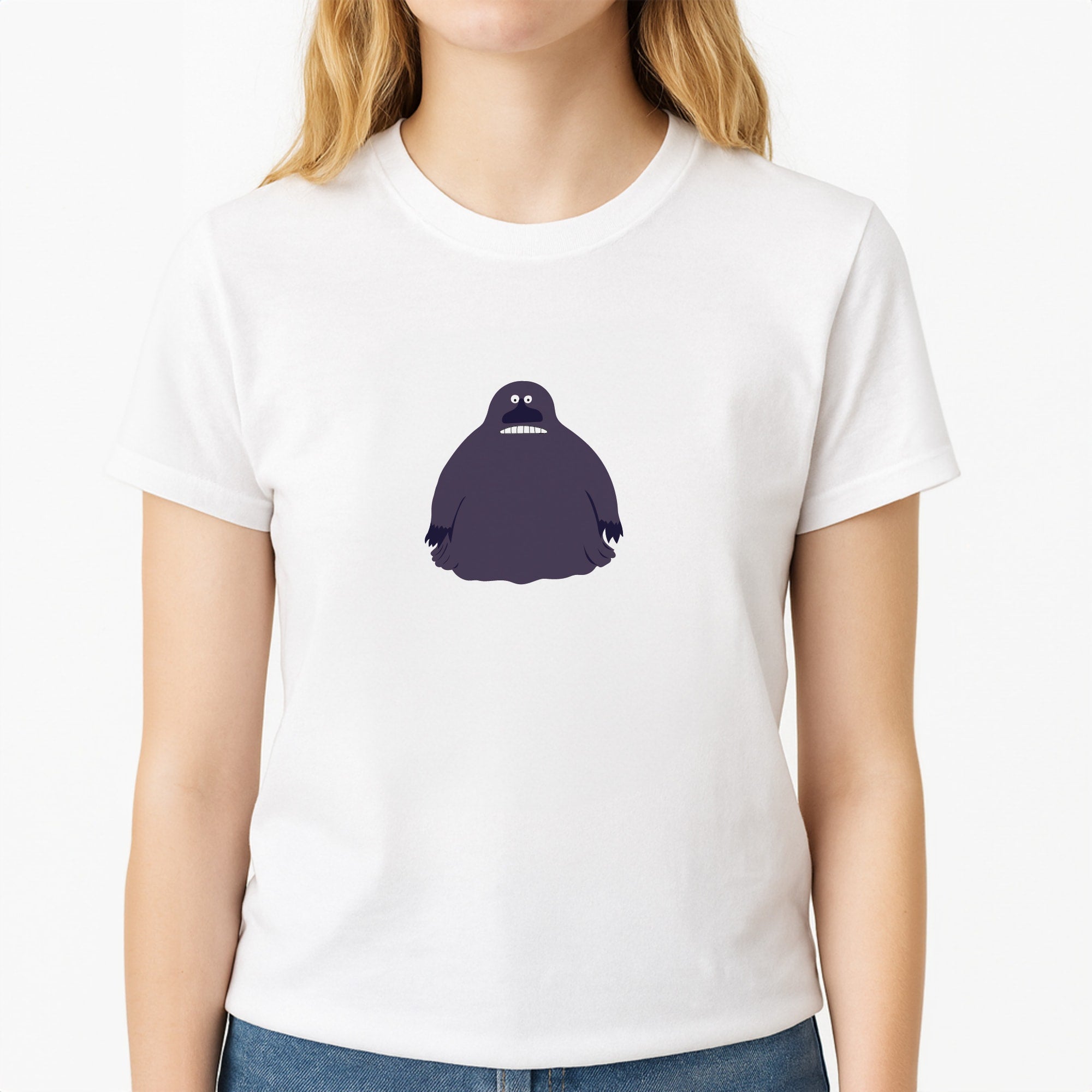 The Groke Unisex T-Shirt, worn by a female model