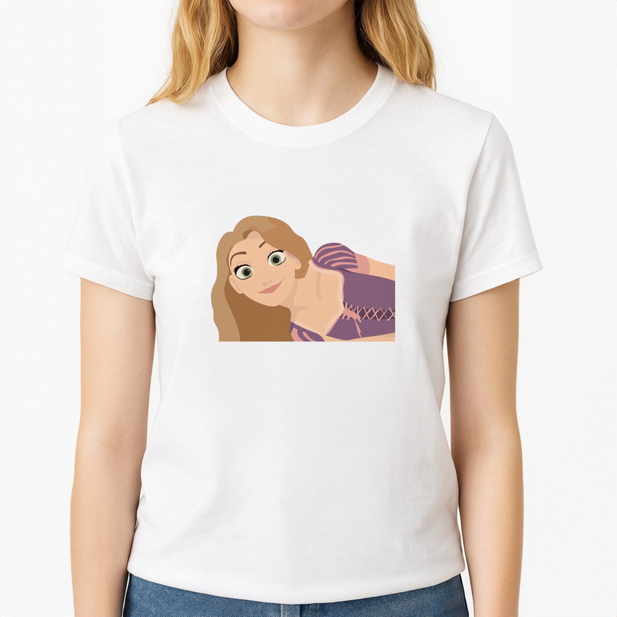 Rapunzel Unisex T-Shirt, worn by a female model