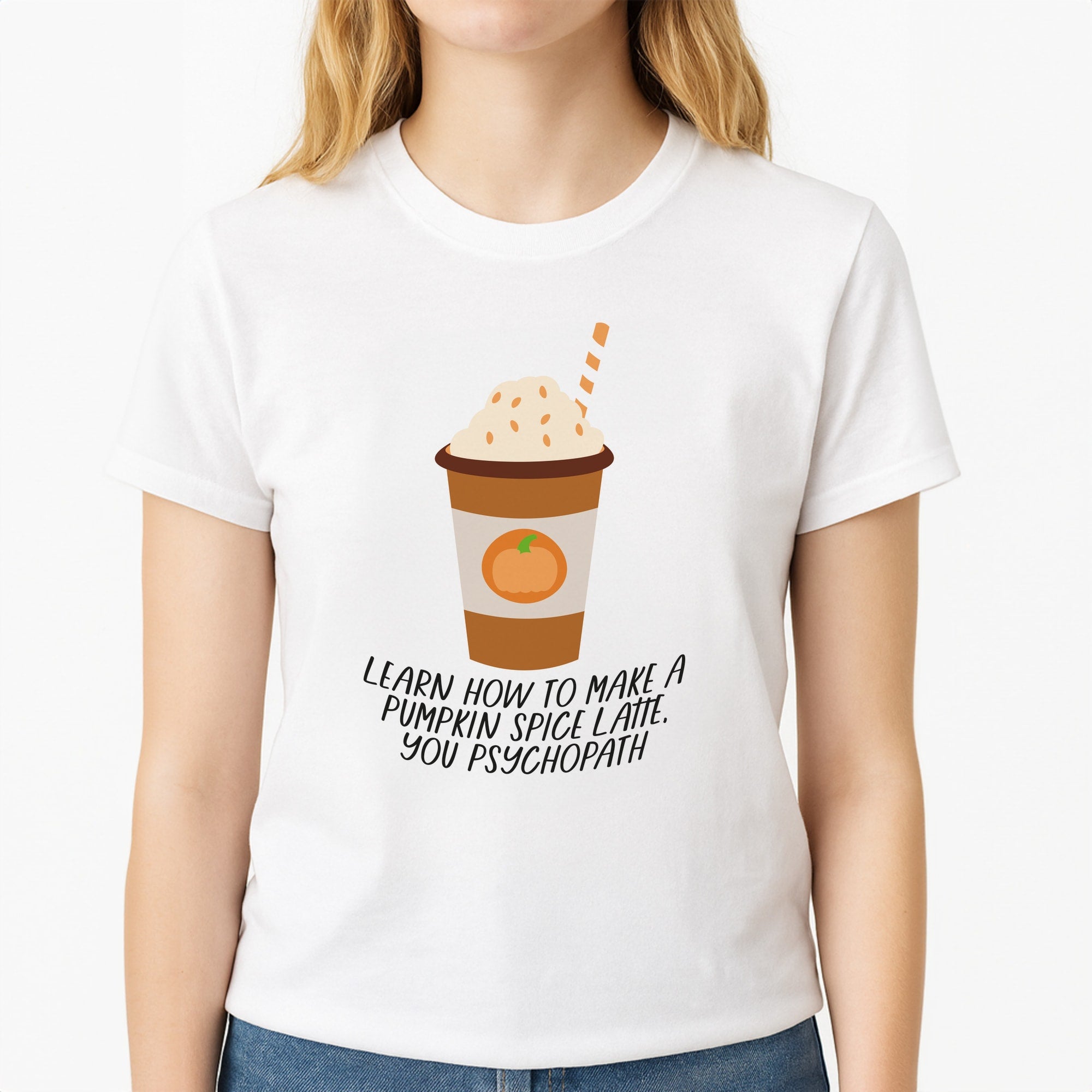 Learn How To Make A Pumpkin Spice Latte - Halloween Queens Unisex T-Shirt, worn by a female model