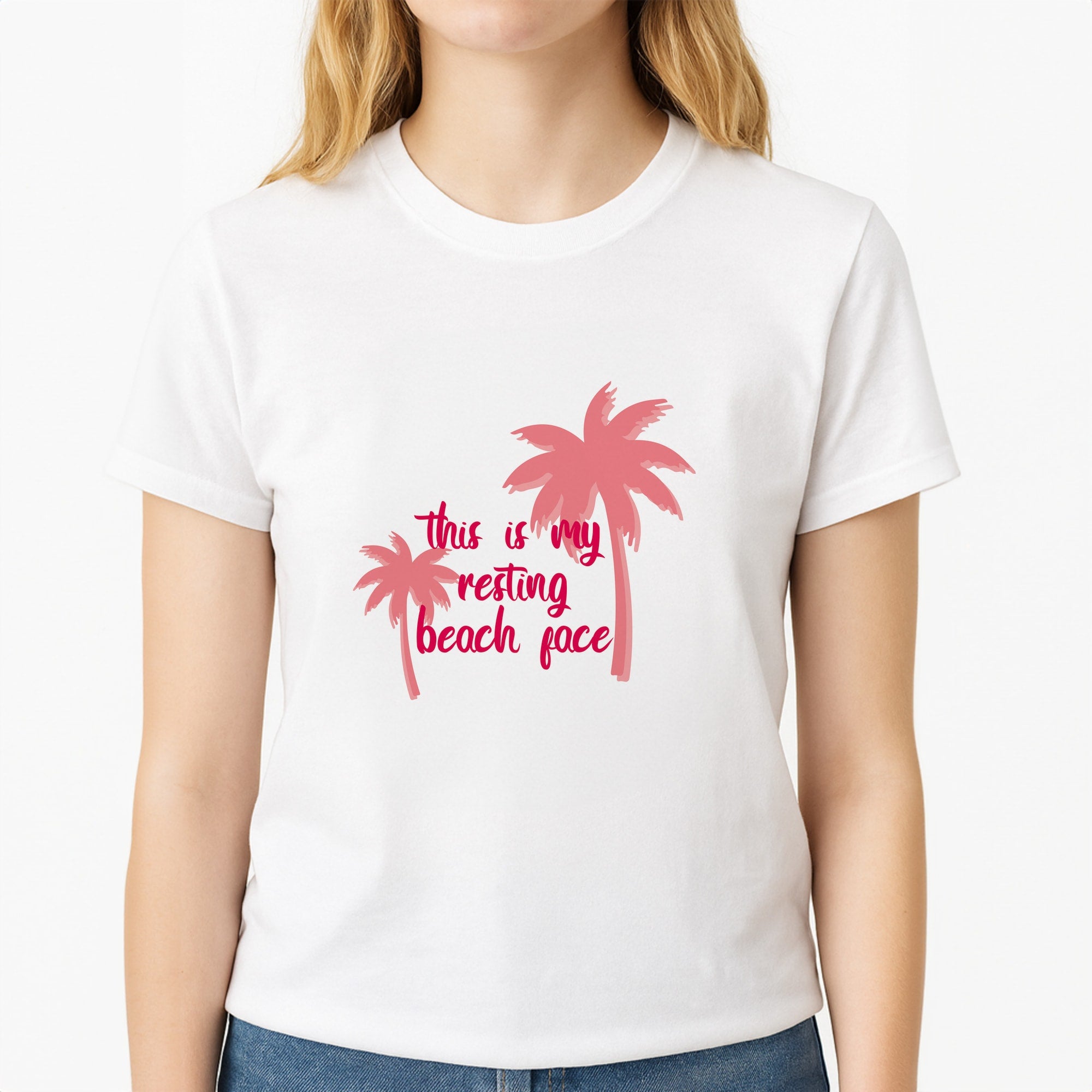 This Is My Resting Beach Face - Summer Quotes Unisex T-Shirt, worn by a female model