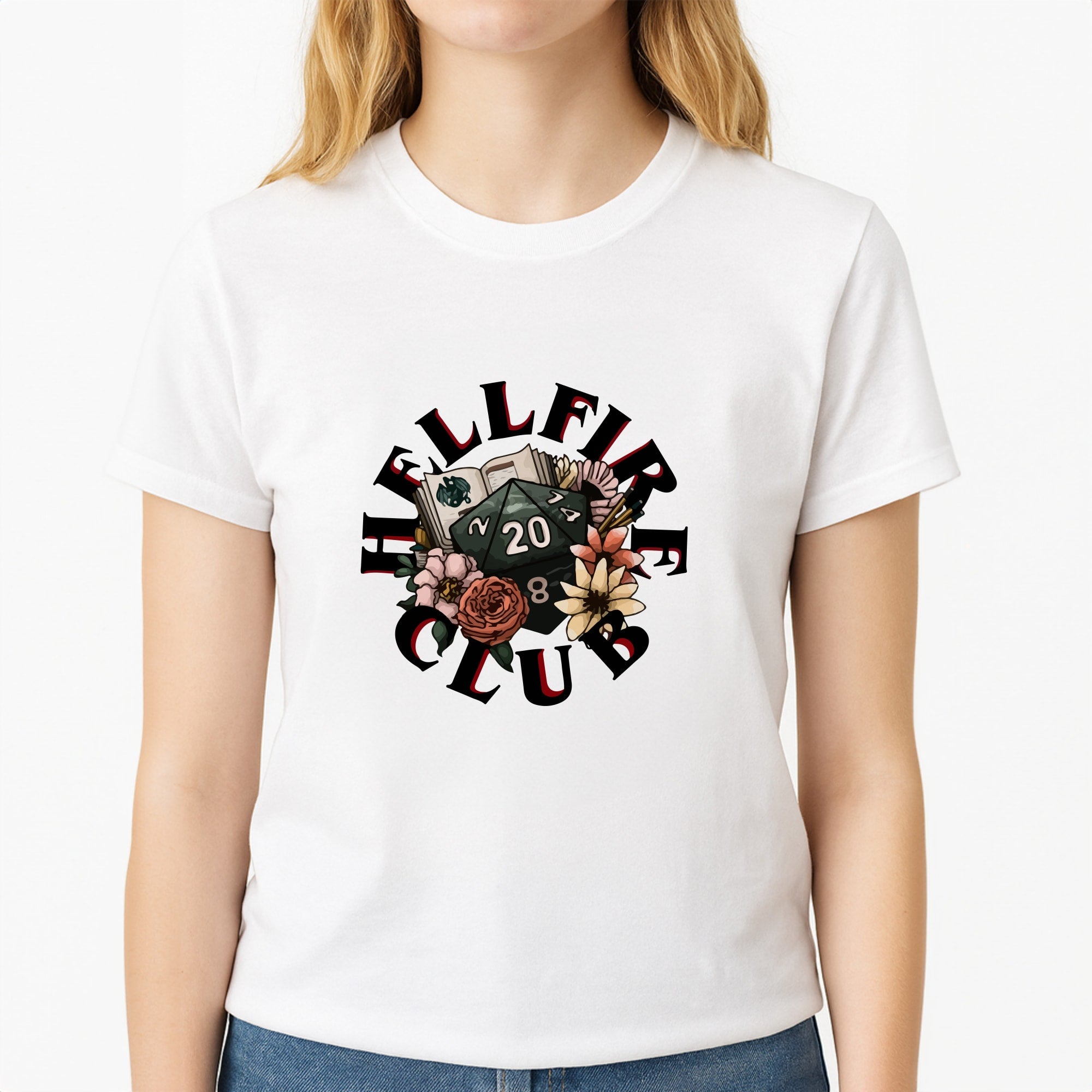 Hellfire Club Unisex T-Shirt, worn by a female model