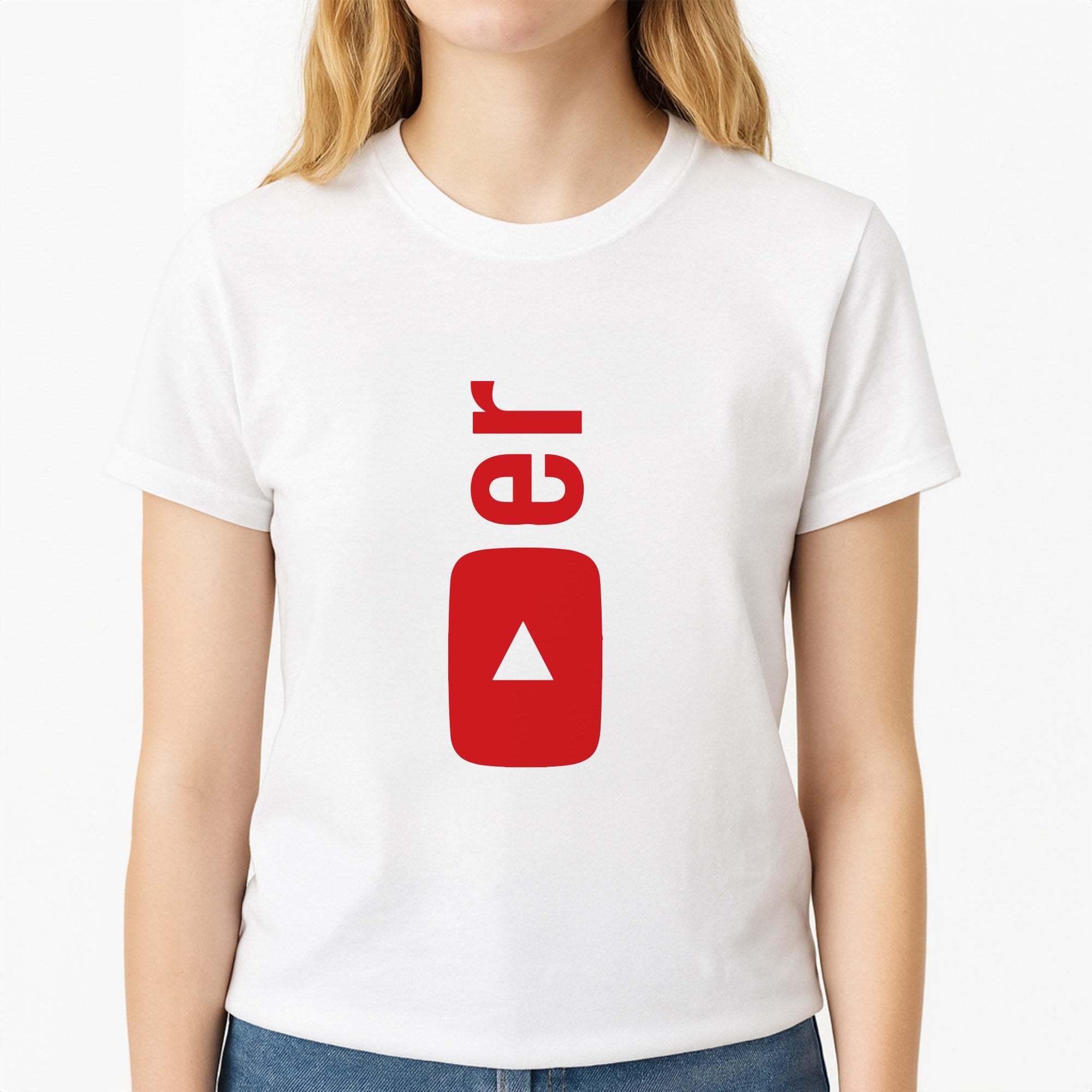 YouTuber Unisex T-Shirt, worn by a female model