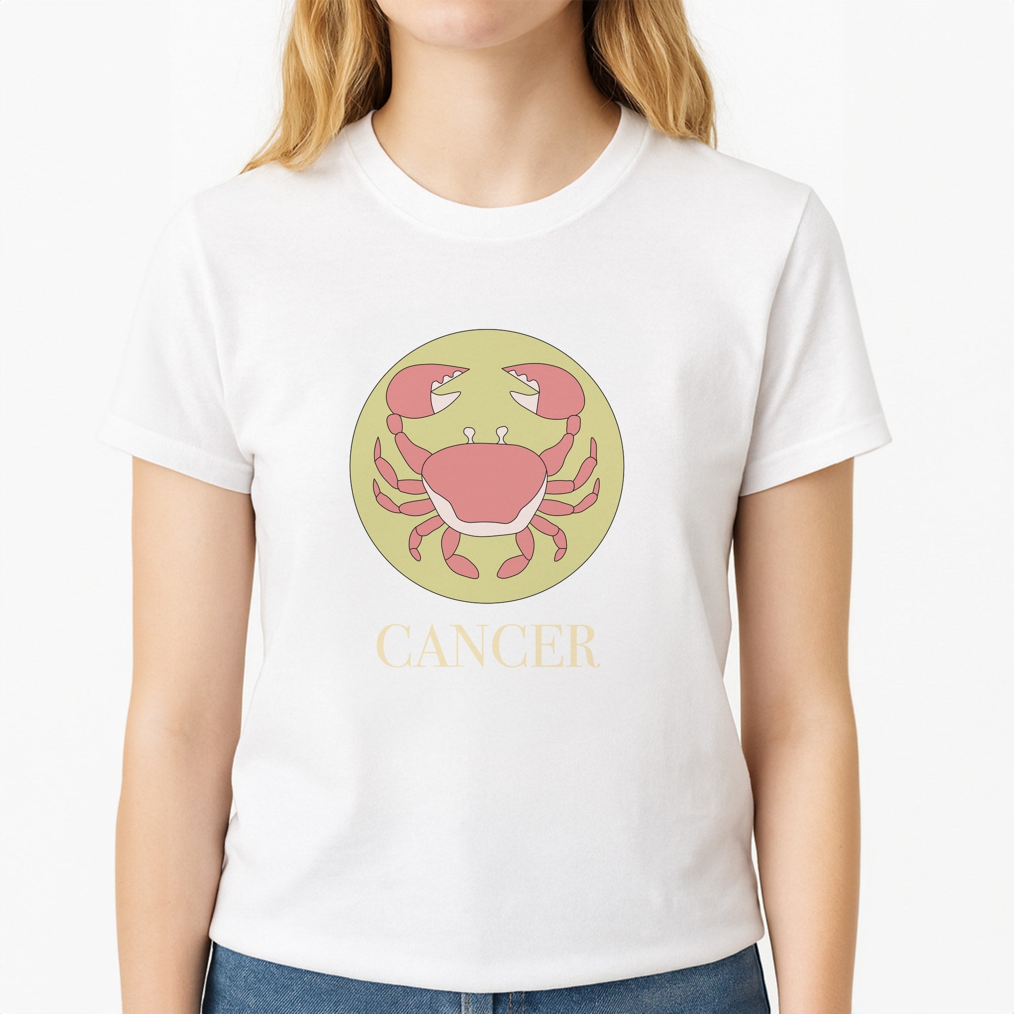 Cancer - Tarot Cards Unisex T-Shirt, worn by a female model