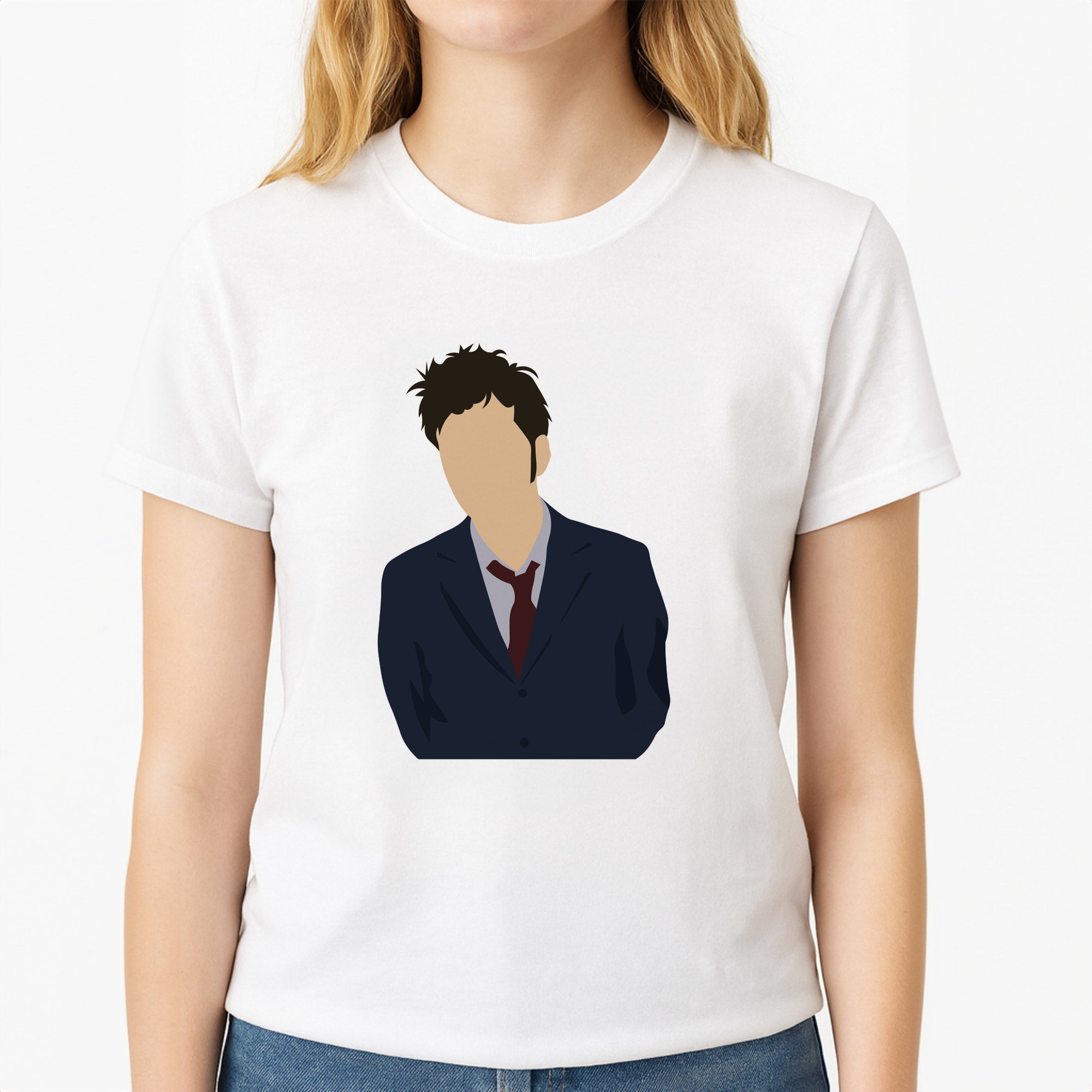 Tennant - The Doctor Unisex T-Shirt, worn by a female model