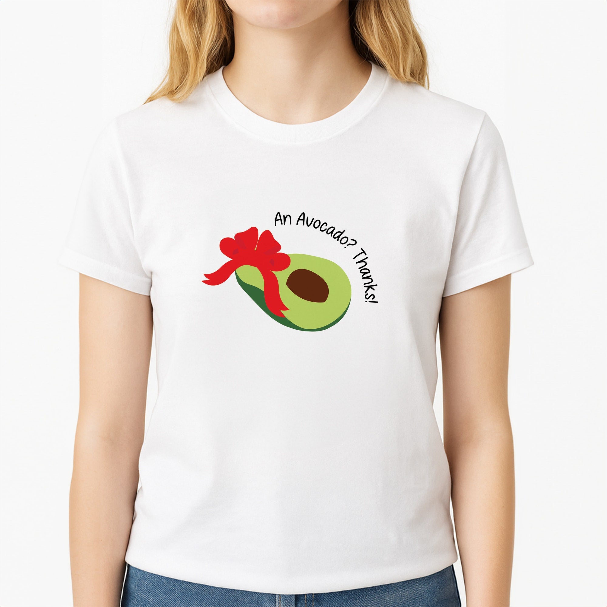 An Avocado? Thanks! - Memes Unisex T-Shirt, worn by a female model