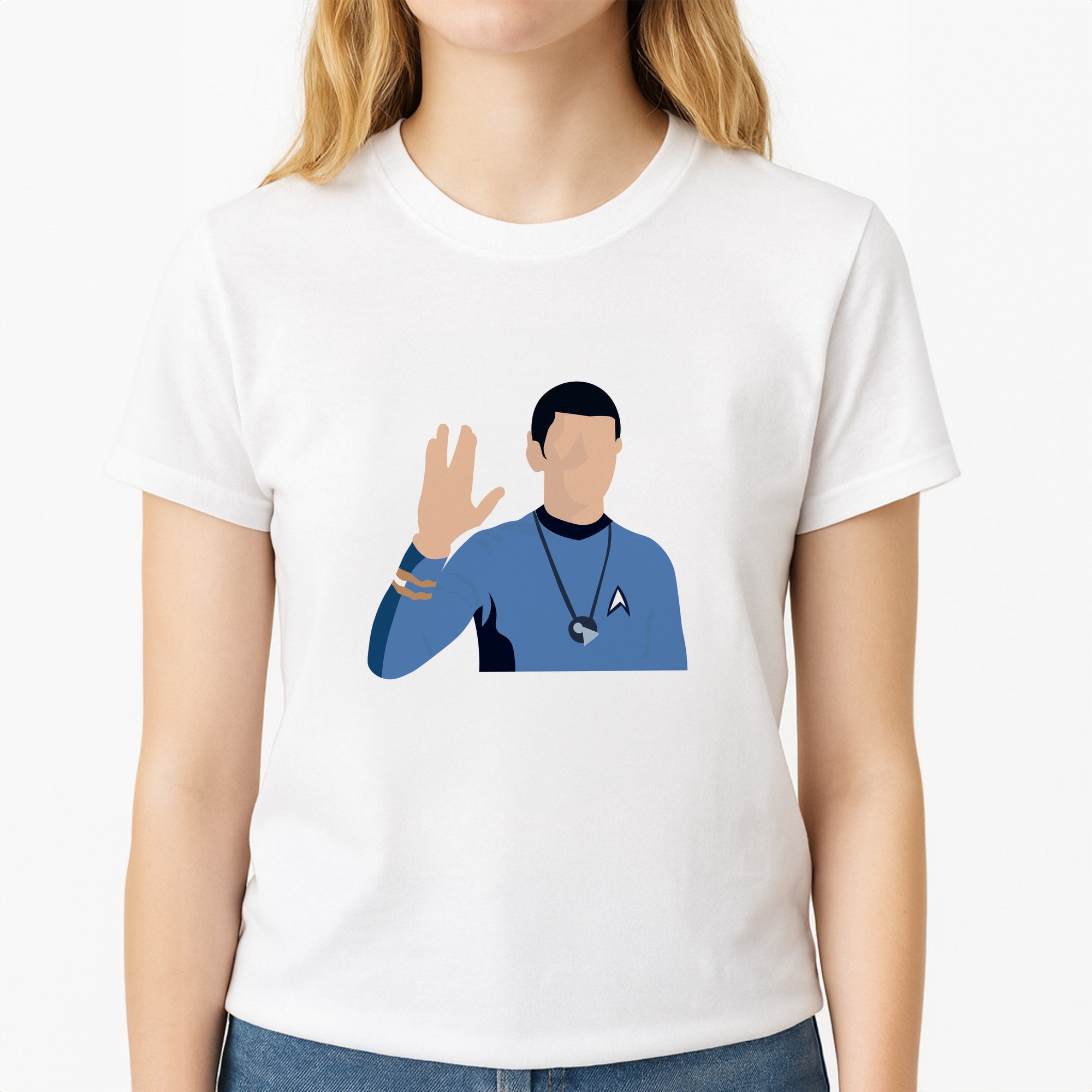 Spock Unisex T-Shirt, worn by a female model