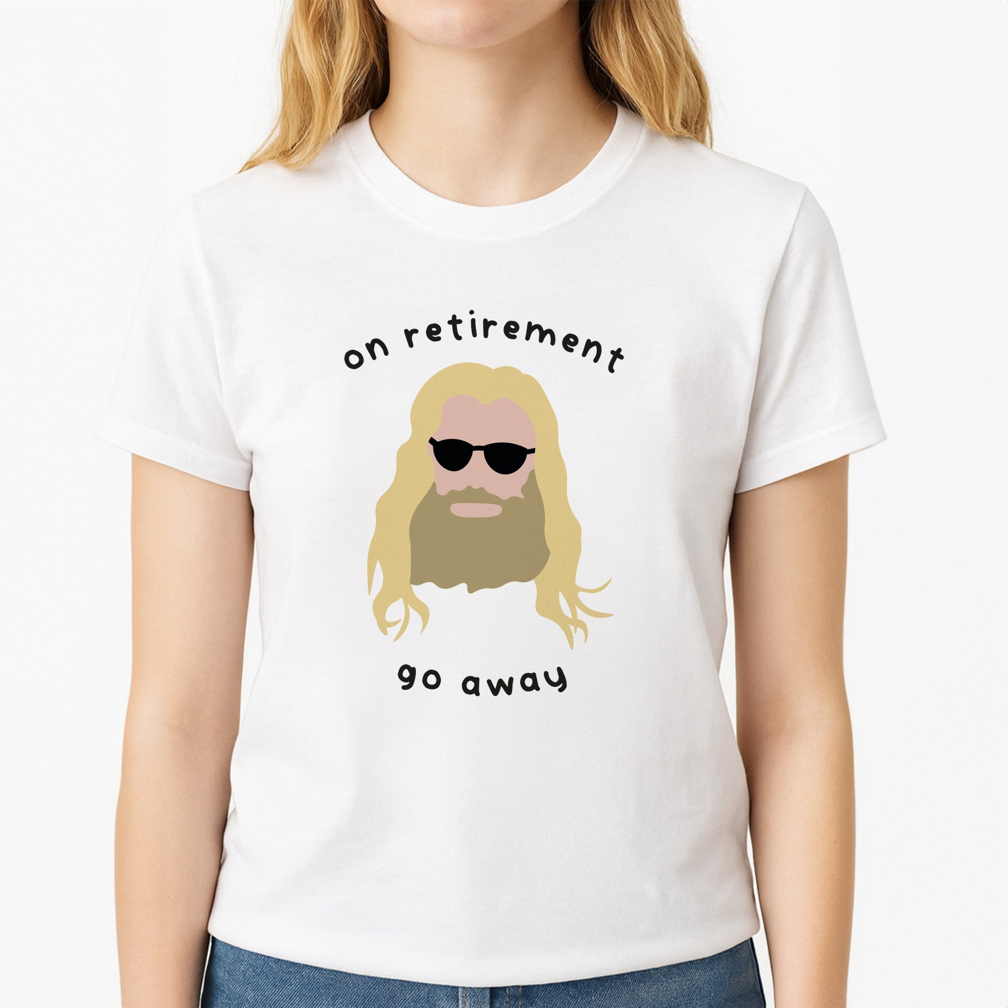 On Retirement Unisex T-Shirt, worn by a female model
