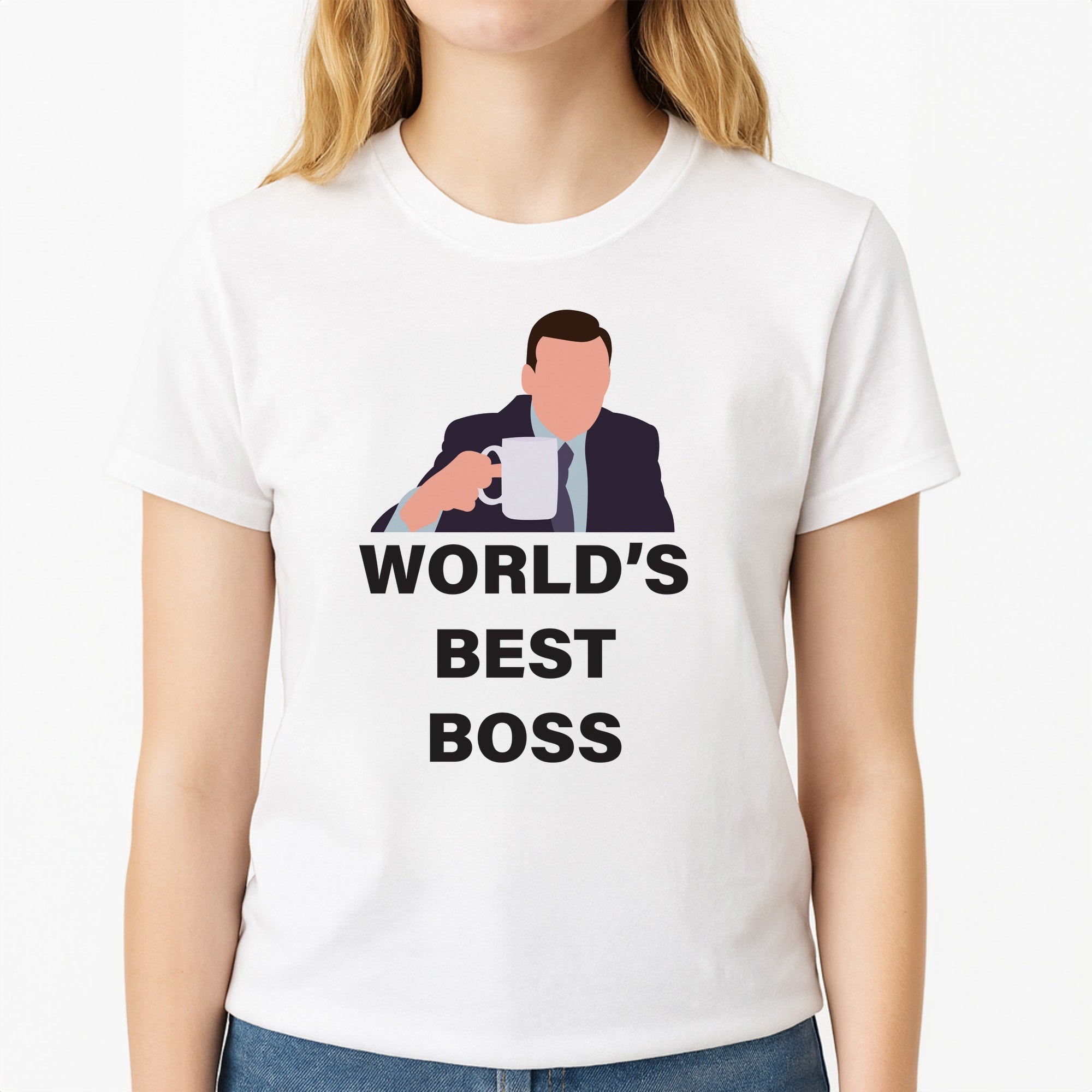 World's Best Boss - The Office Unisex T-Shirt, worn by a female model