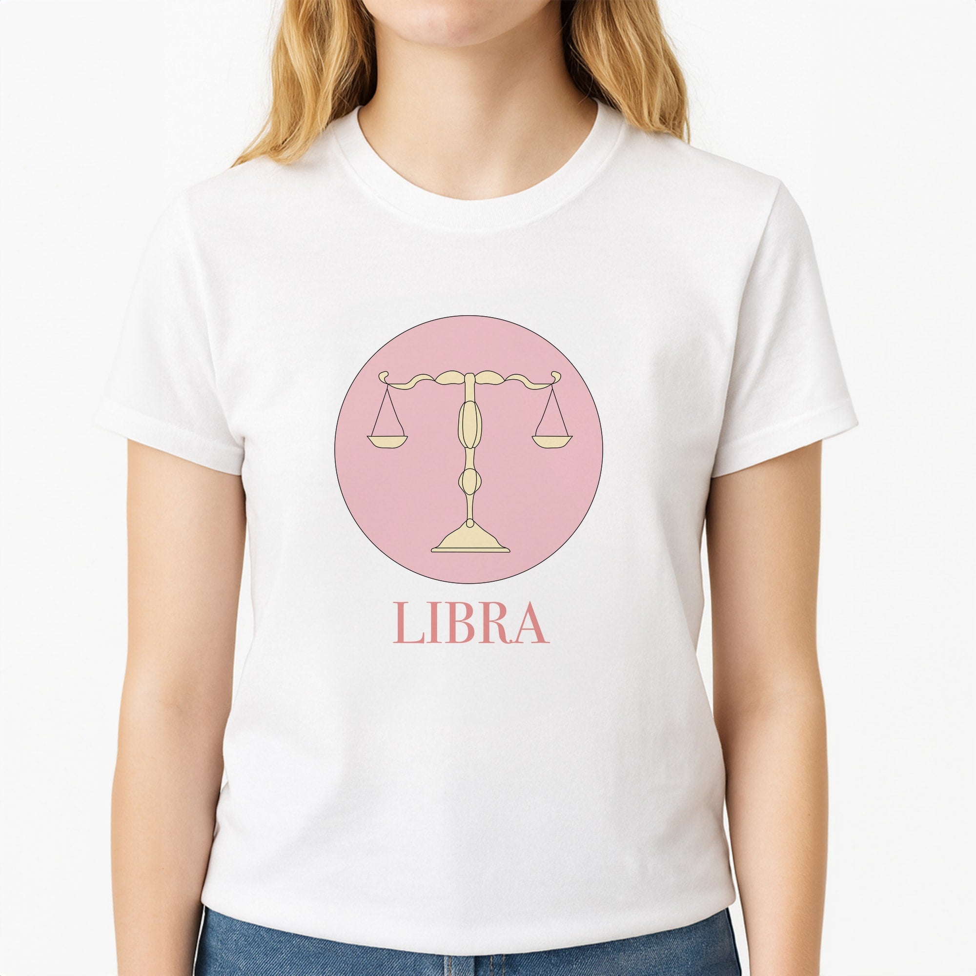 Libra - Tarot Cards Unisex T-Shirt, worn by a female model