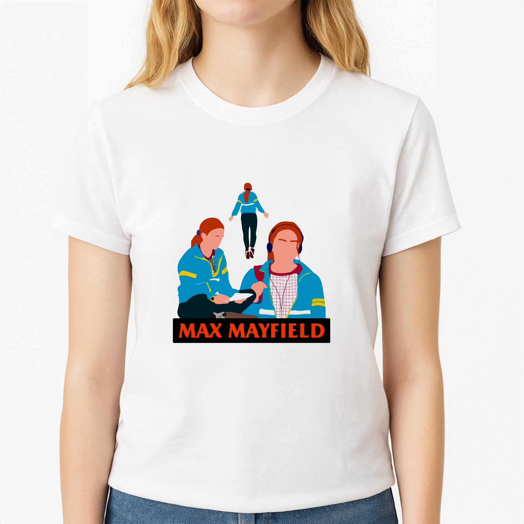 Max Mayfield Unisex T-Shirt, worn by a female model