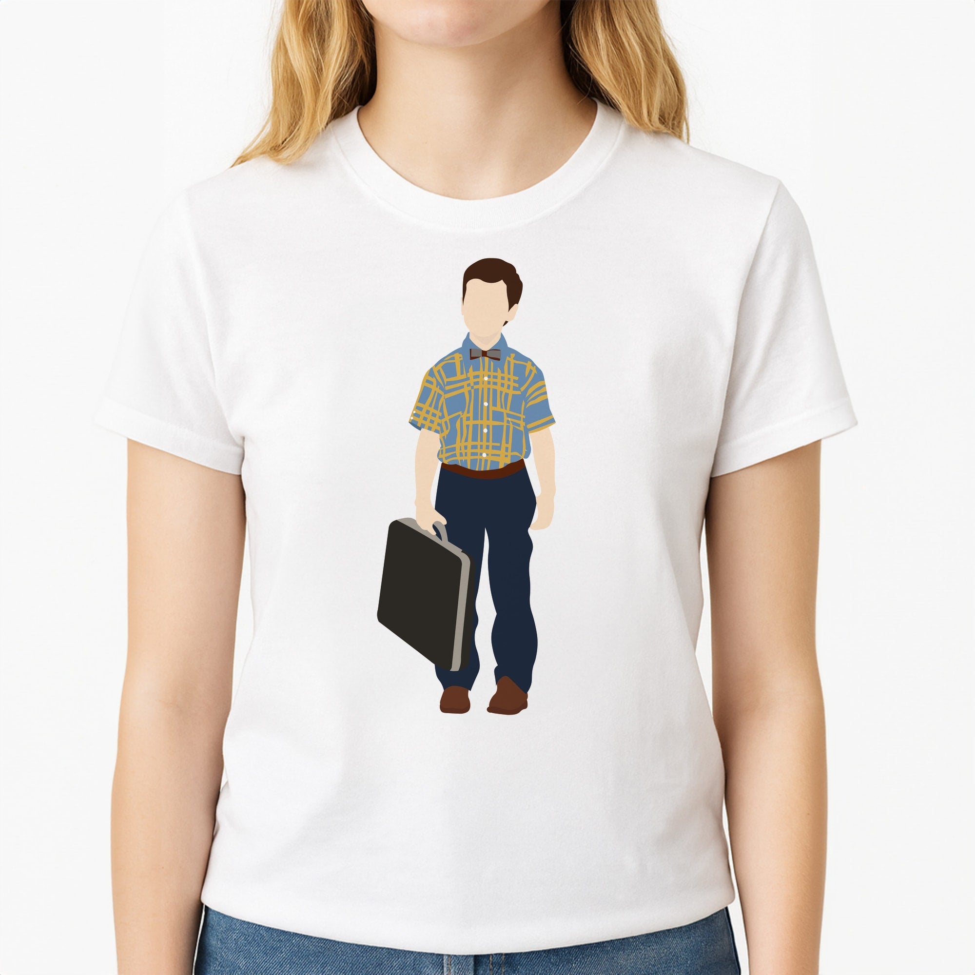 First Day - Sheldon Unisex T-Shirt, worn by a female model