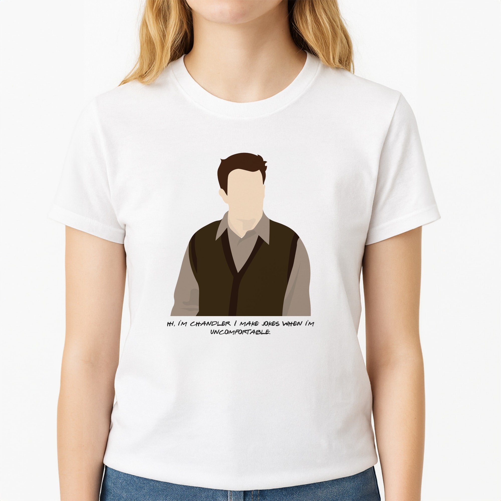 Hi, I'm Chandler Unisex T-Shirt, worn by a female model